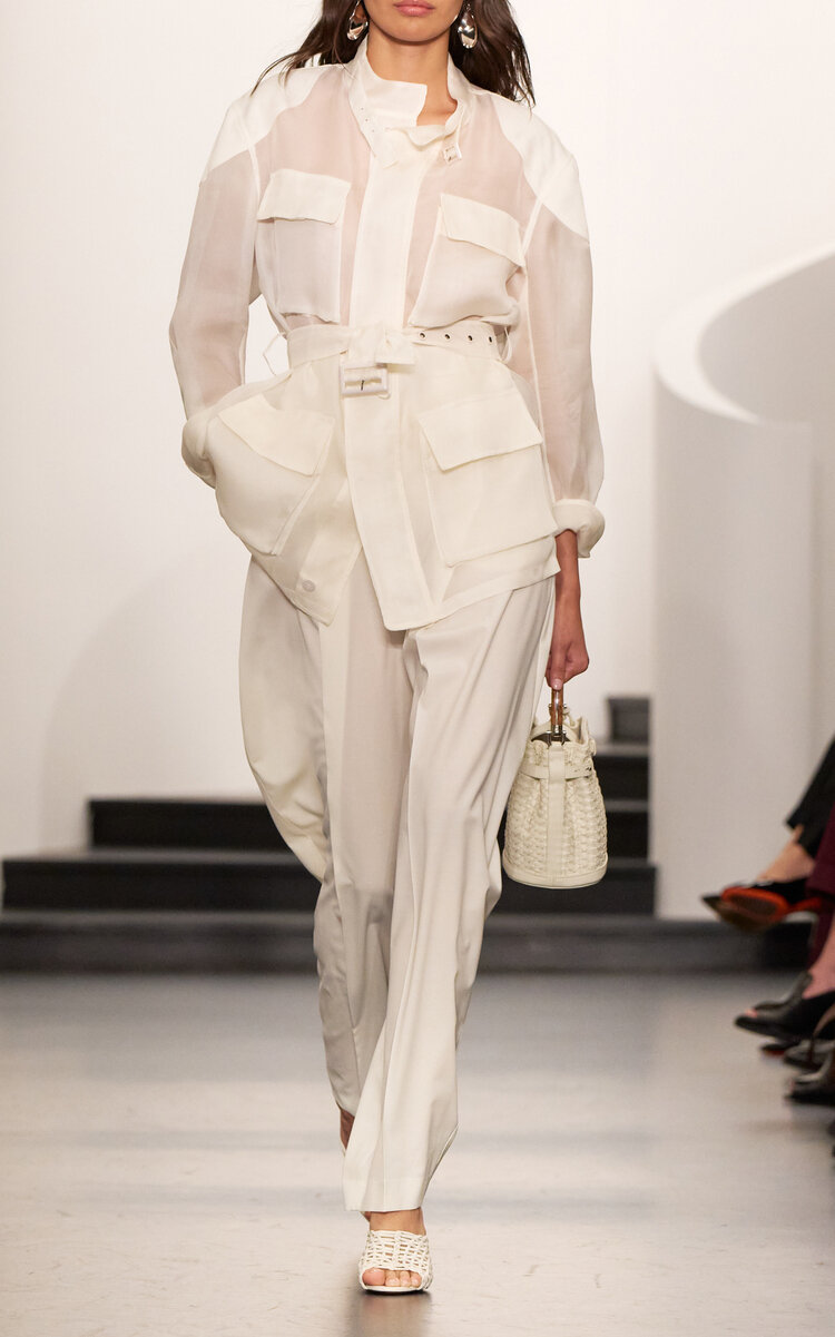 Ralph Lauren Harlo Stretch Wool-blend Wide-leg Pants In White