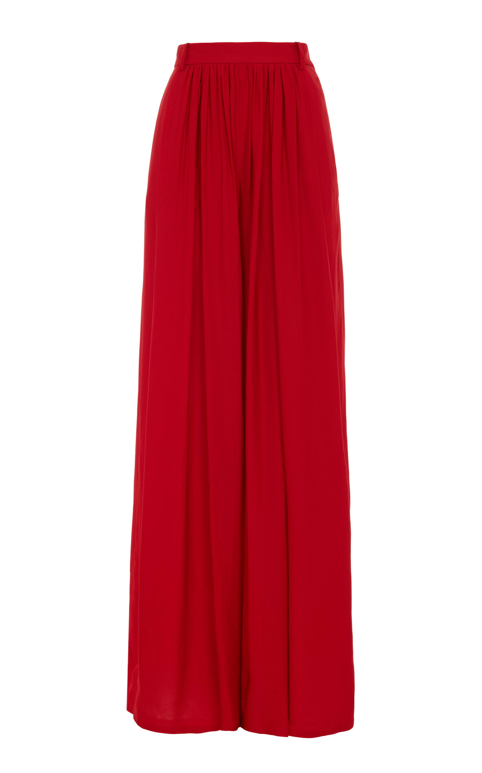 Ralph Lauren Vannesa Pleated Crepe Wide-Leg Pants - Red