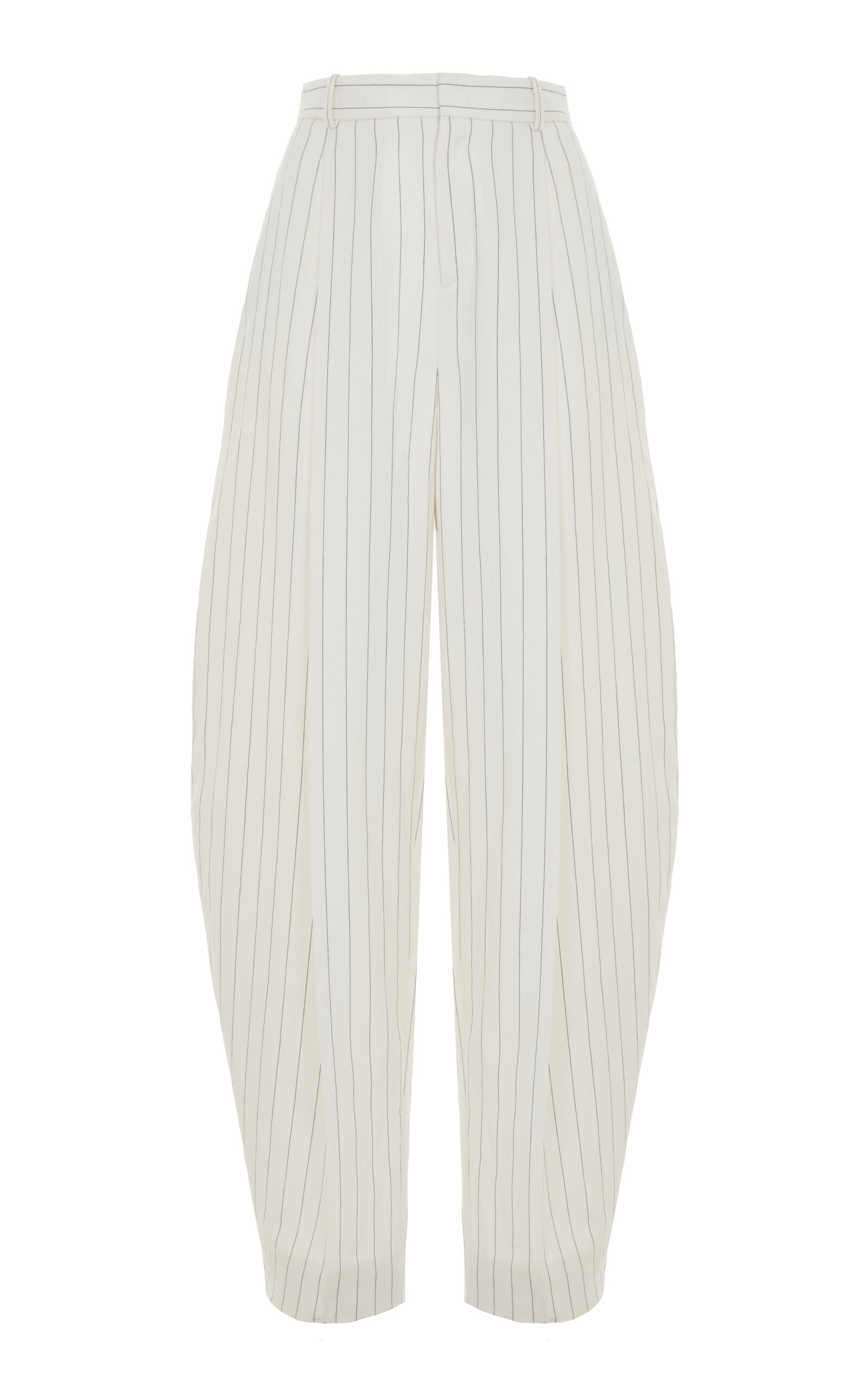 Ralph Lauren Harlo Pinstriped Cotton-Blend Barrel Pants - Black/white