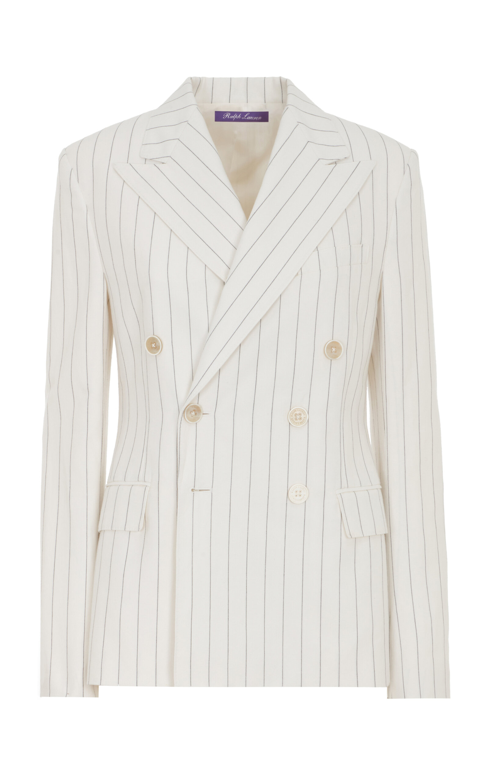 Ralph Lauren Safford Pinstriped Cotton-Blend Double-Breasted Blazer - Black/white