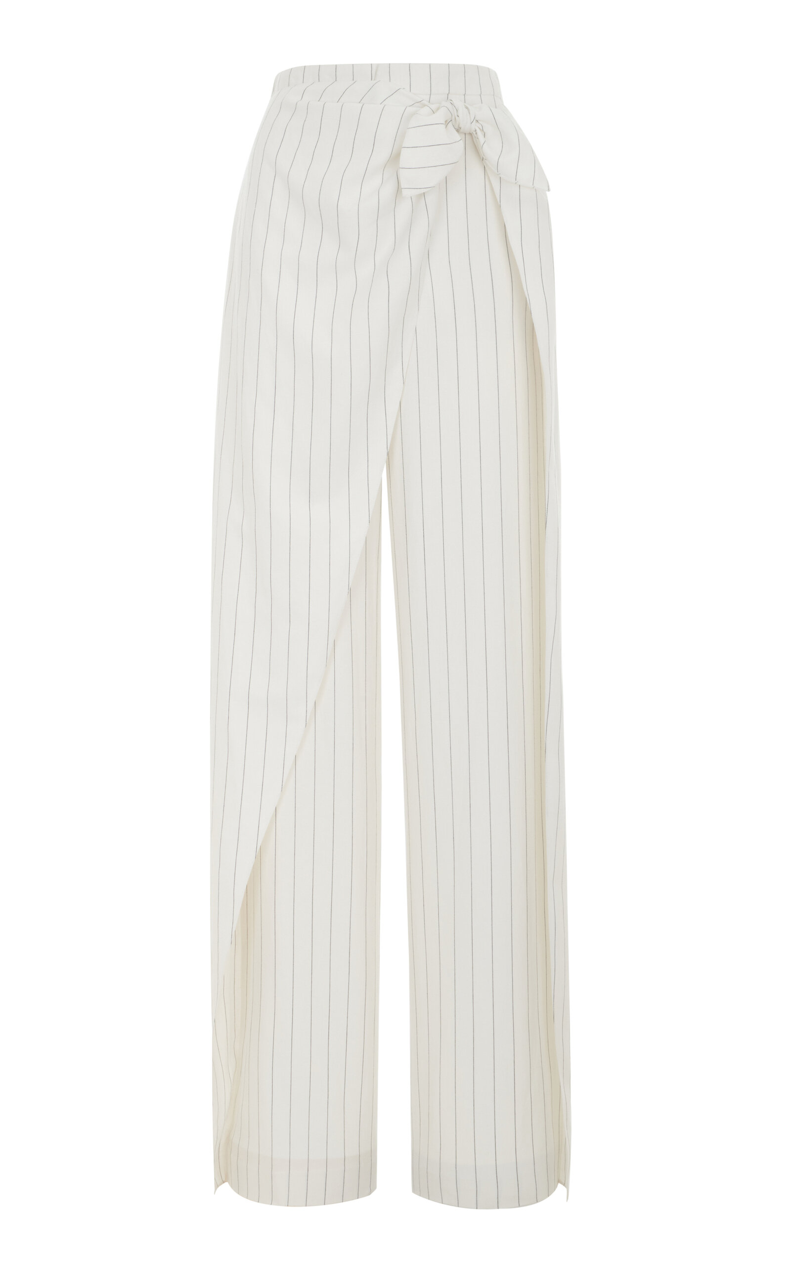 Ralph Lauren Rennie Wrap Overlay Cotton-Blend Wide-Leg Pants - Black/white