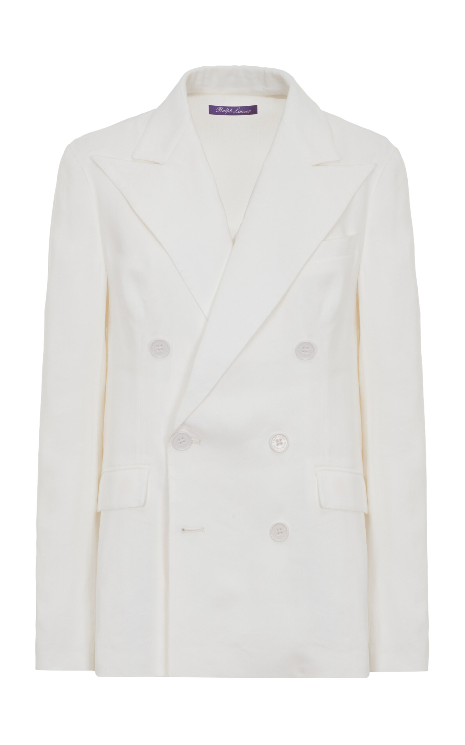Ralph Lauren Cosgrove Ramie-Blend Double-Breasted Blazer - White