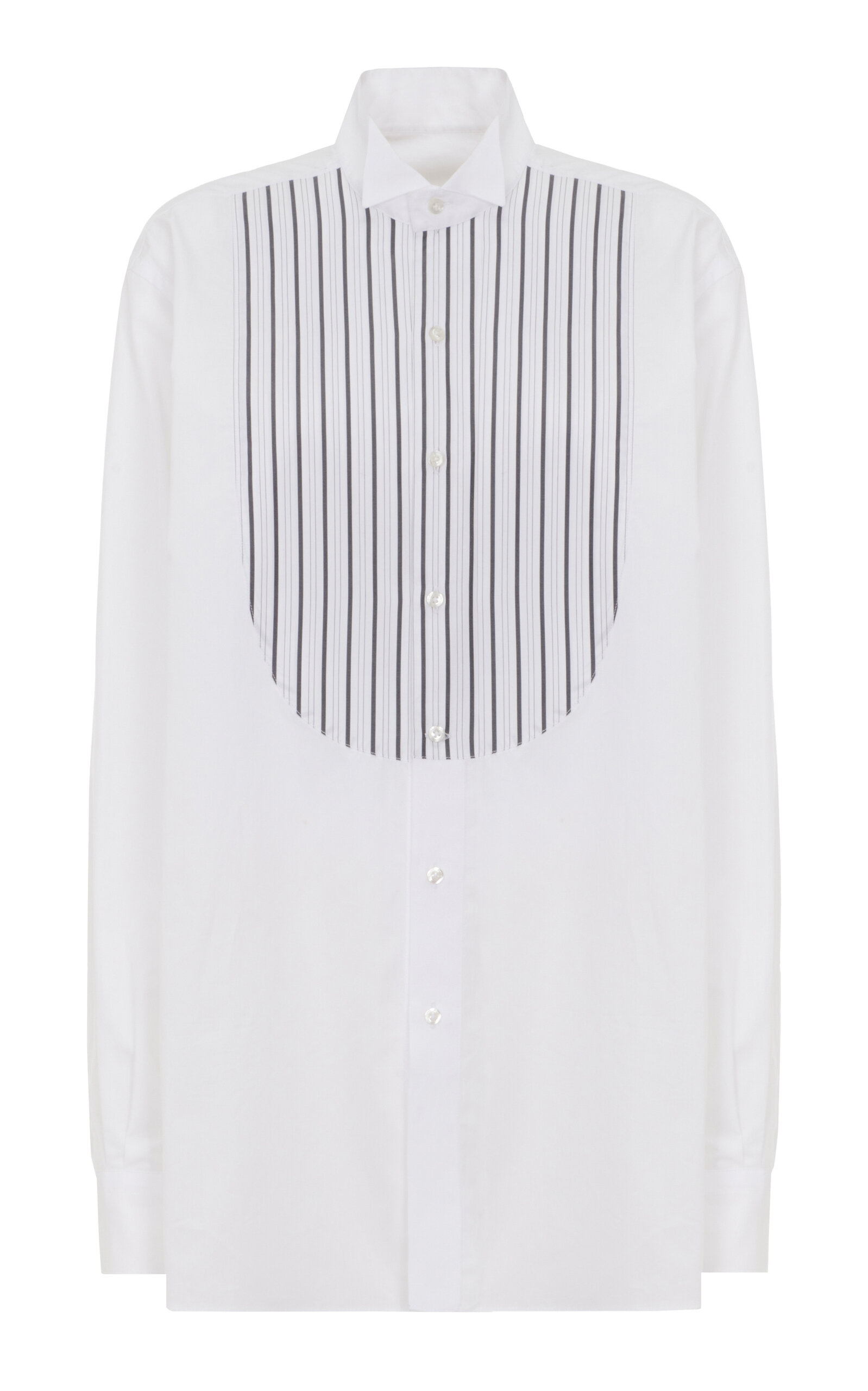Ralph Lauren Courtney Stripe-Paneled Cotton Shirt - White
