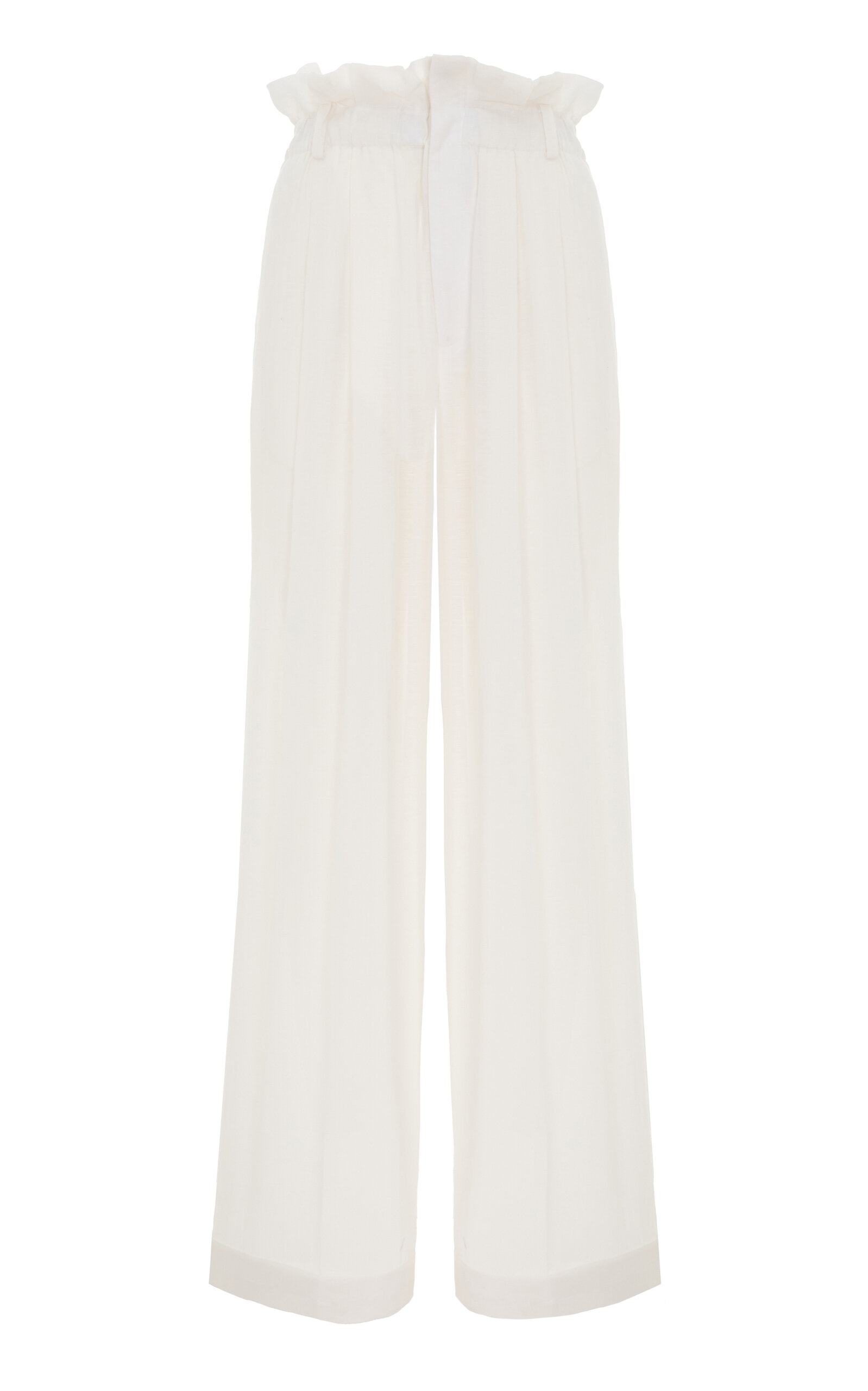 Ralph Lauren Alanna Linen-Blend Straight-Leg Pants - White