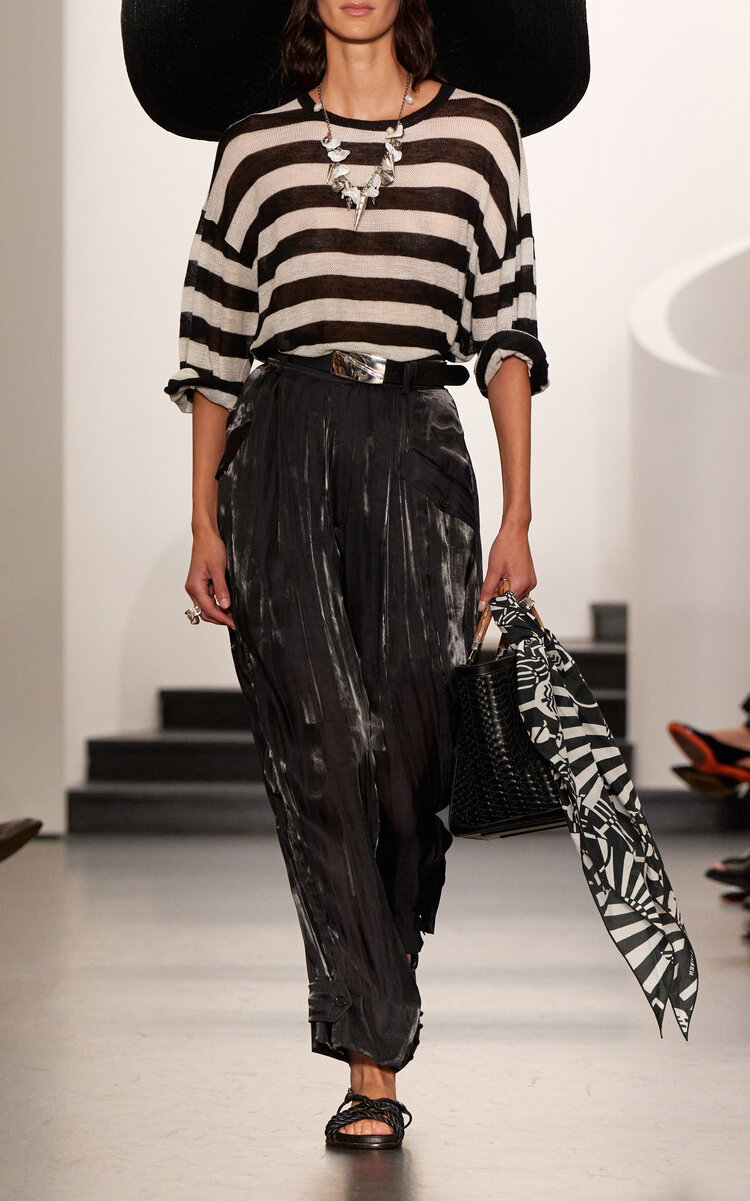 Ralph Lauren Sonya Satin Jacquard Pants In Black