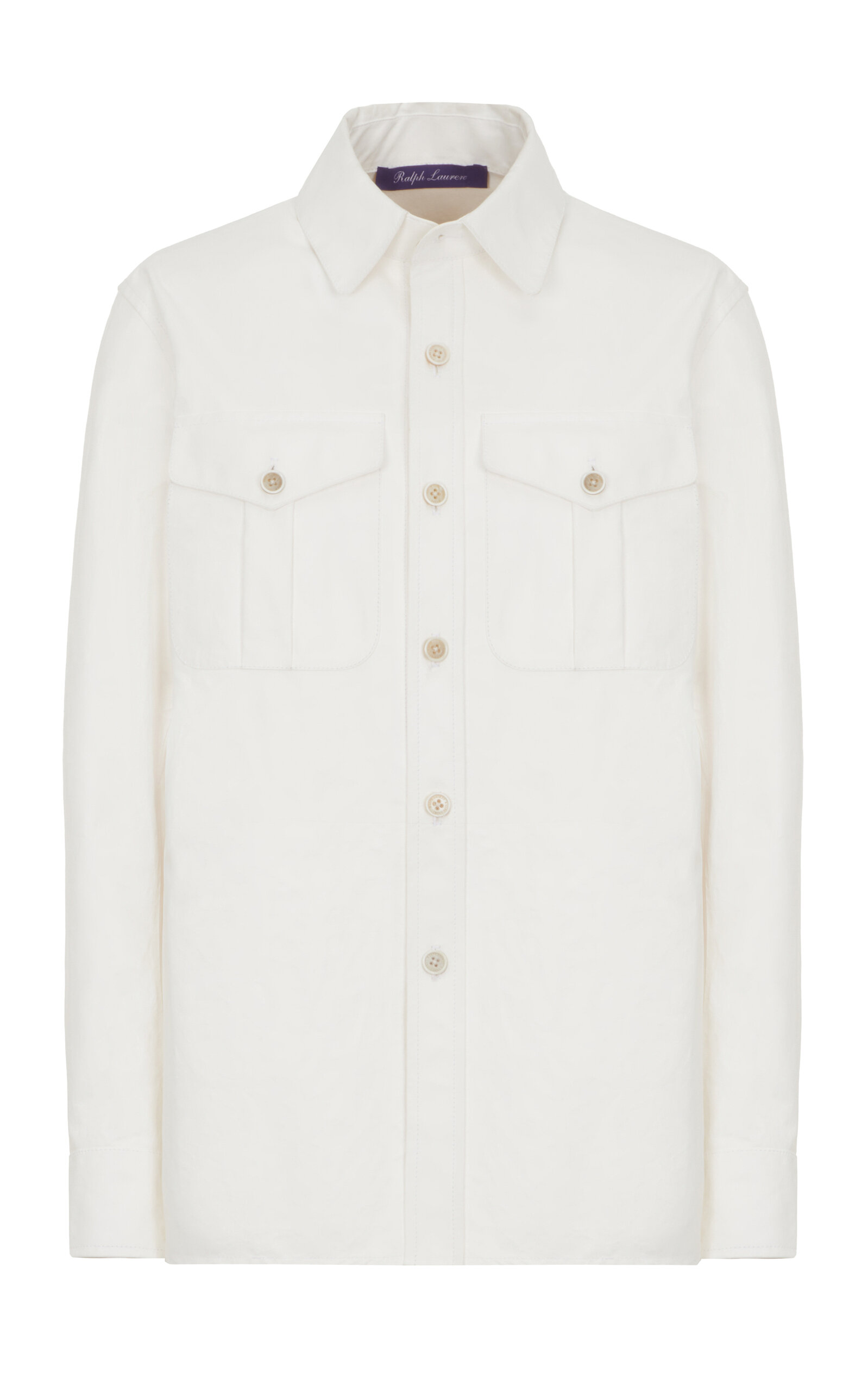 Ralph Lauren Landry Pocket-Detailed Leather Shirt - White