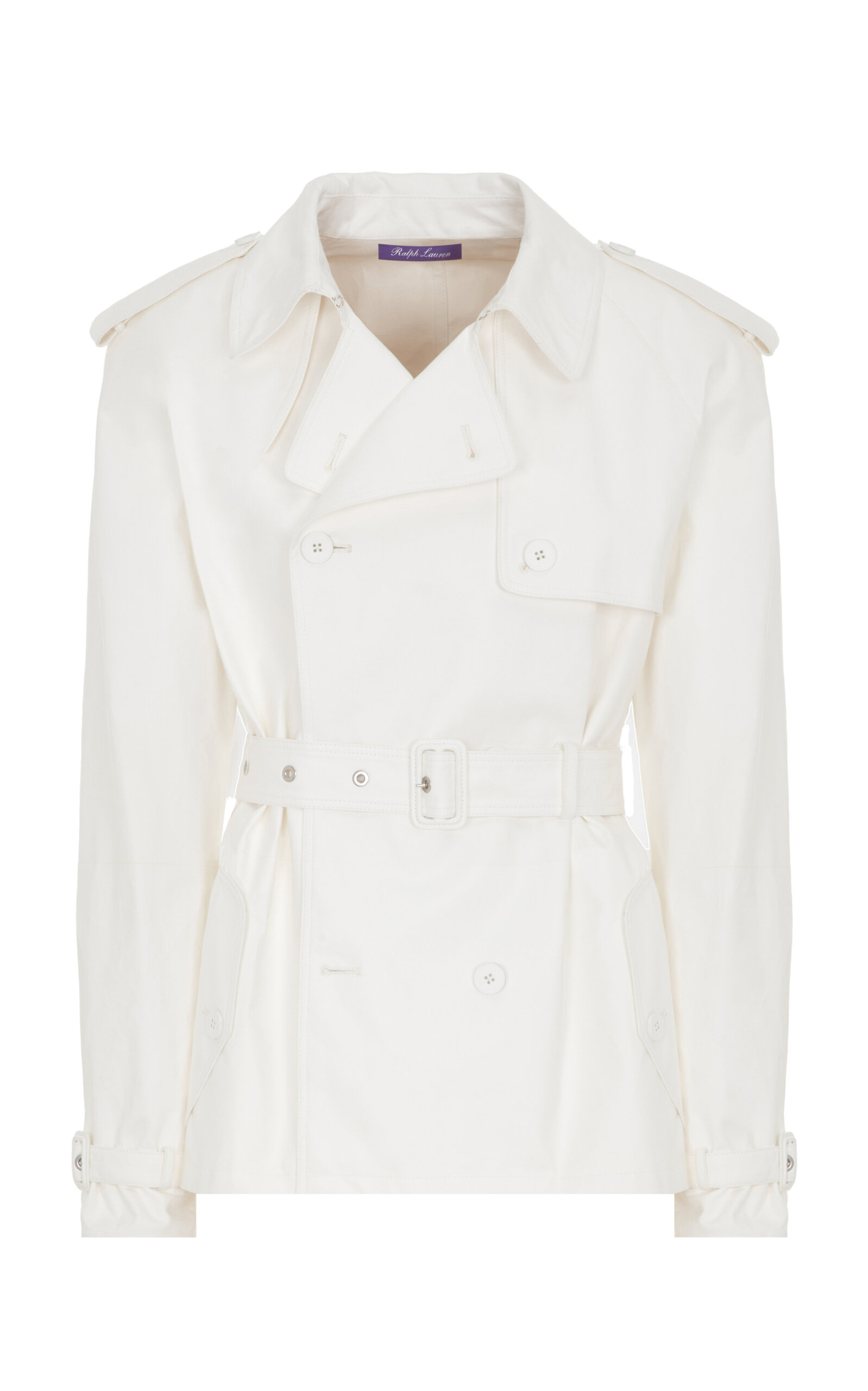 Ralph Lauren Maiven Short Leather Trench Coat - White