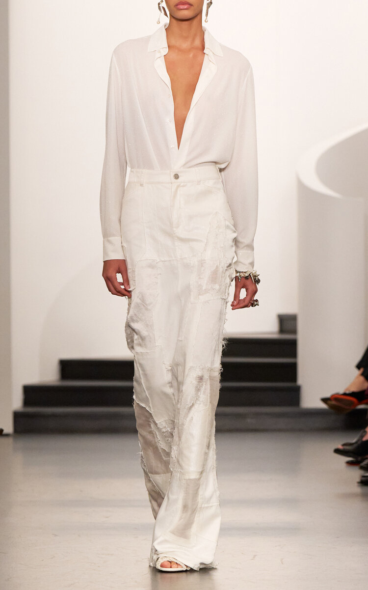 Ralph Lauren Natallia Paneled Denim Maxi Skirt In White
