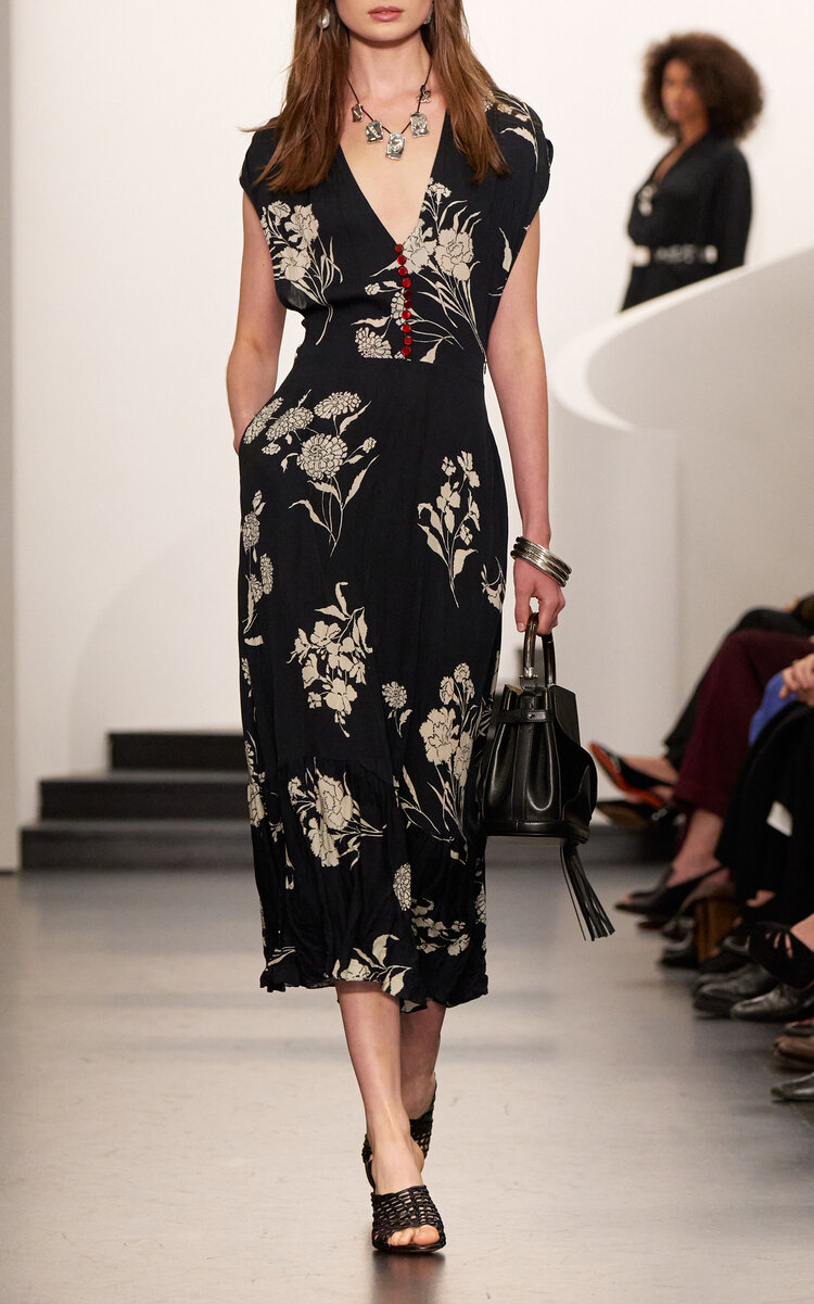 Ralph Lauren Damian Floral-printed Crepe Midi Dress In Multi