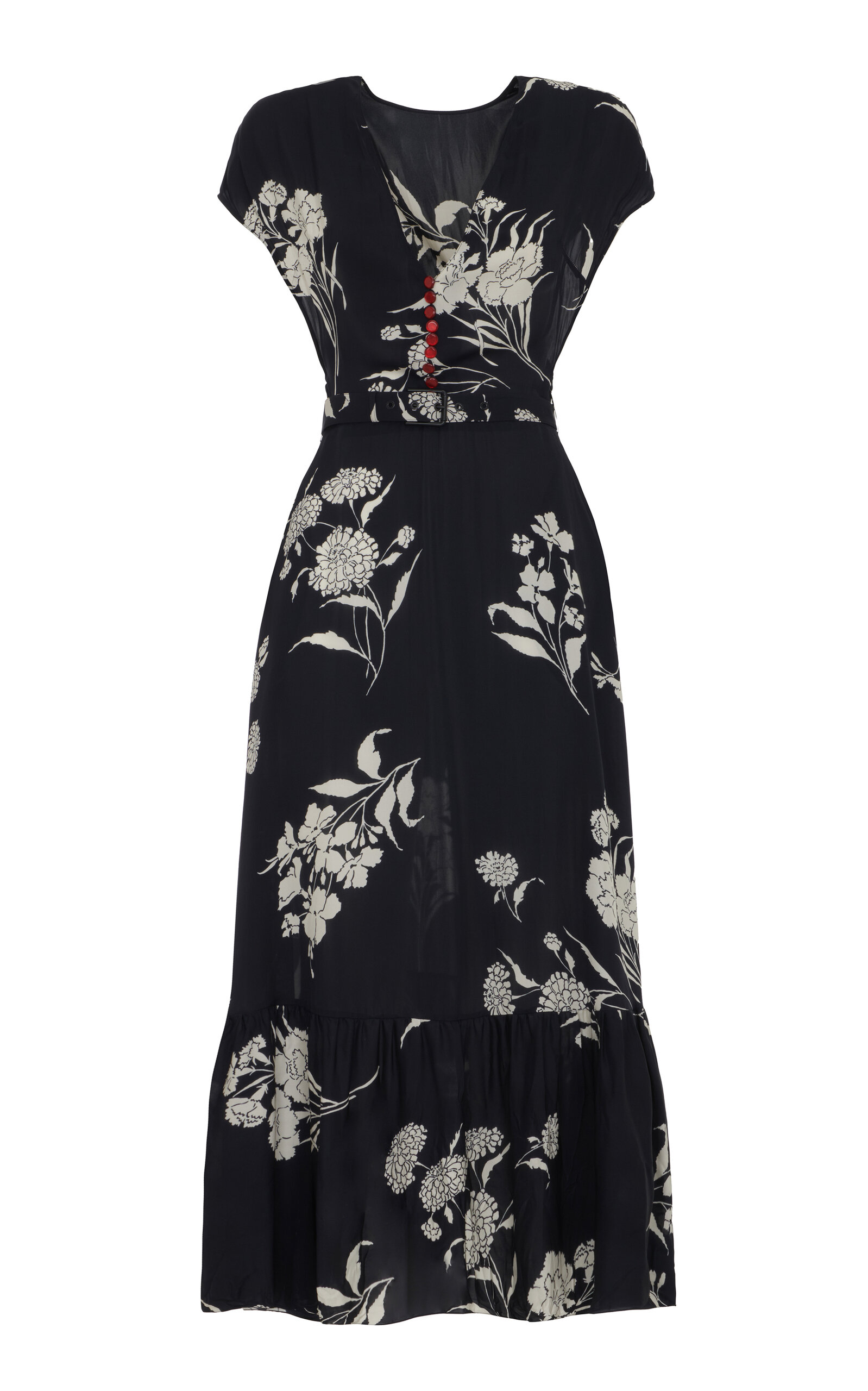 Ralph Lauren Damian Floral-Printed Crepe Midi Dress - Black/white