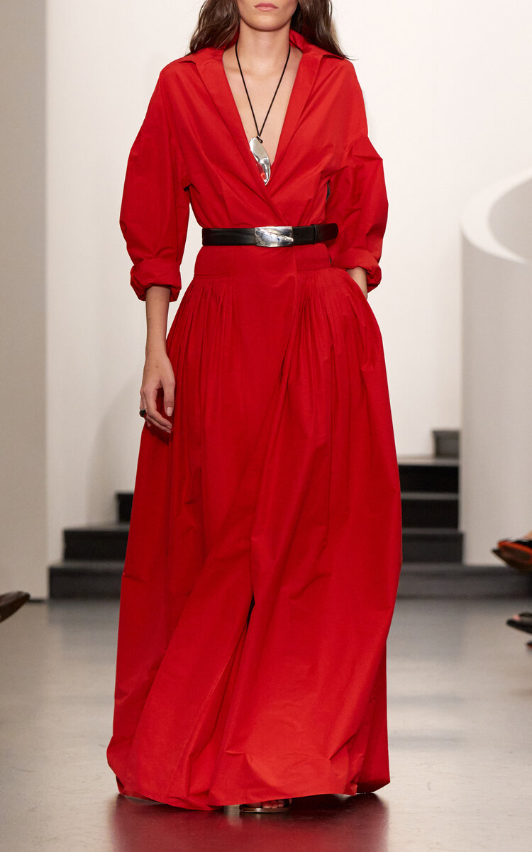 Ralph Lauren Daley Cotton-blend Maxi Shirt Dress In Red