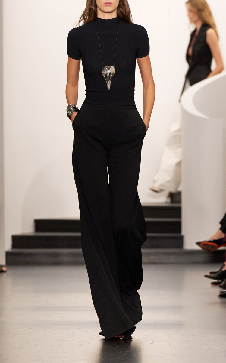 Ralph Lauren Beonca Crepe Wide-leg Pants In Black