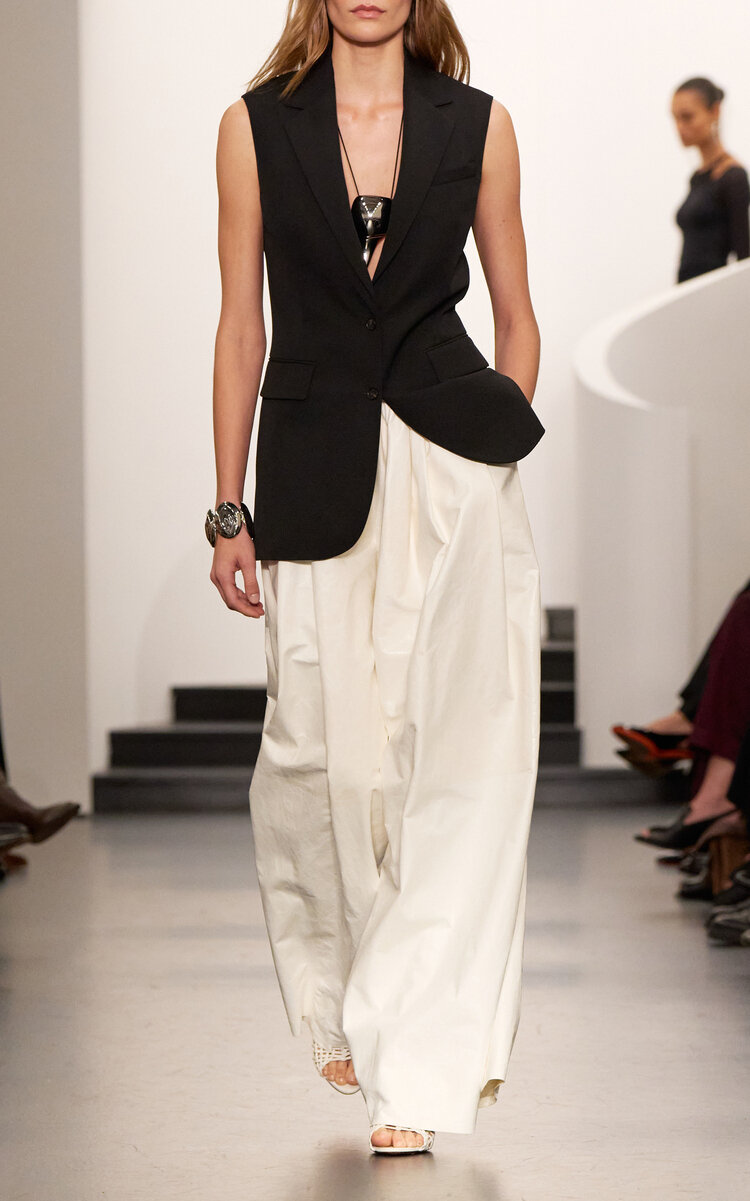 Ralph Lauren Vannesa Leather Wide-leg Pants In White