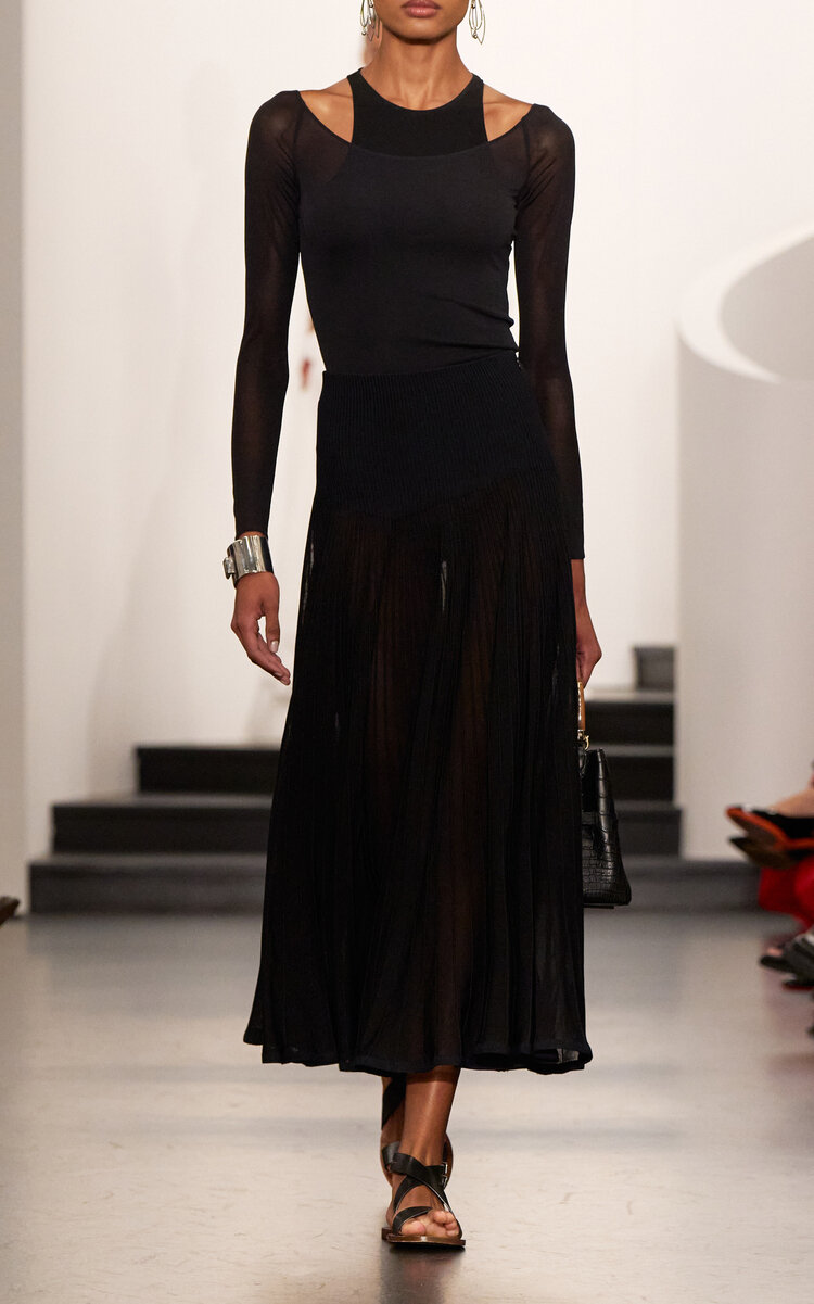 Ralph Lauren Celia Jersey Midi Skirt - Black