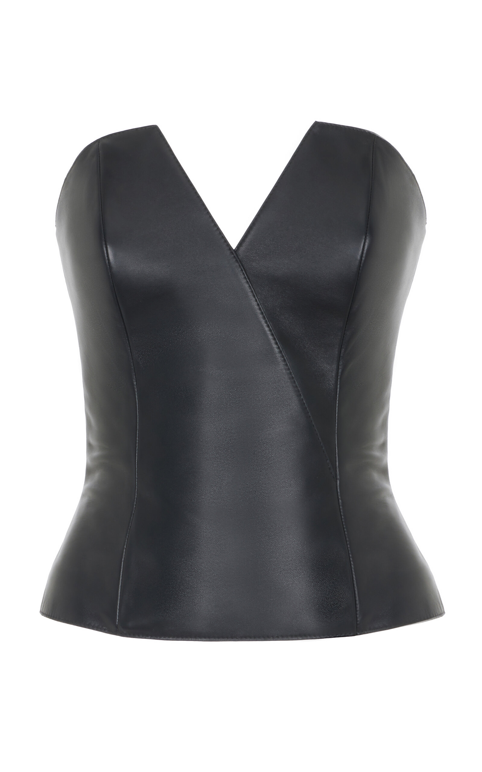 Ralph Lauren Harling Leather Bustier Top - Black