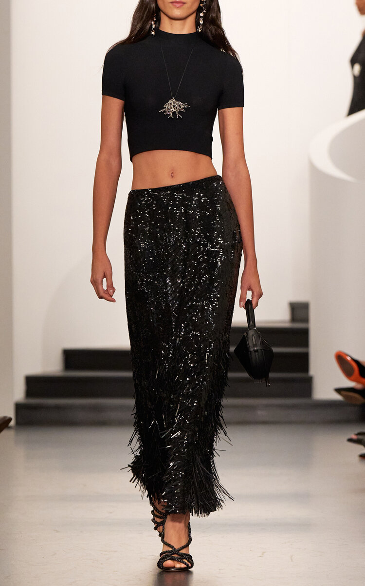 Ralph Lauren Milani Sequined Maxi Skirt In Black