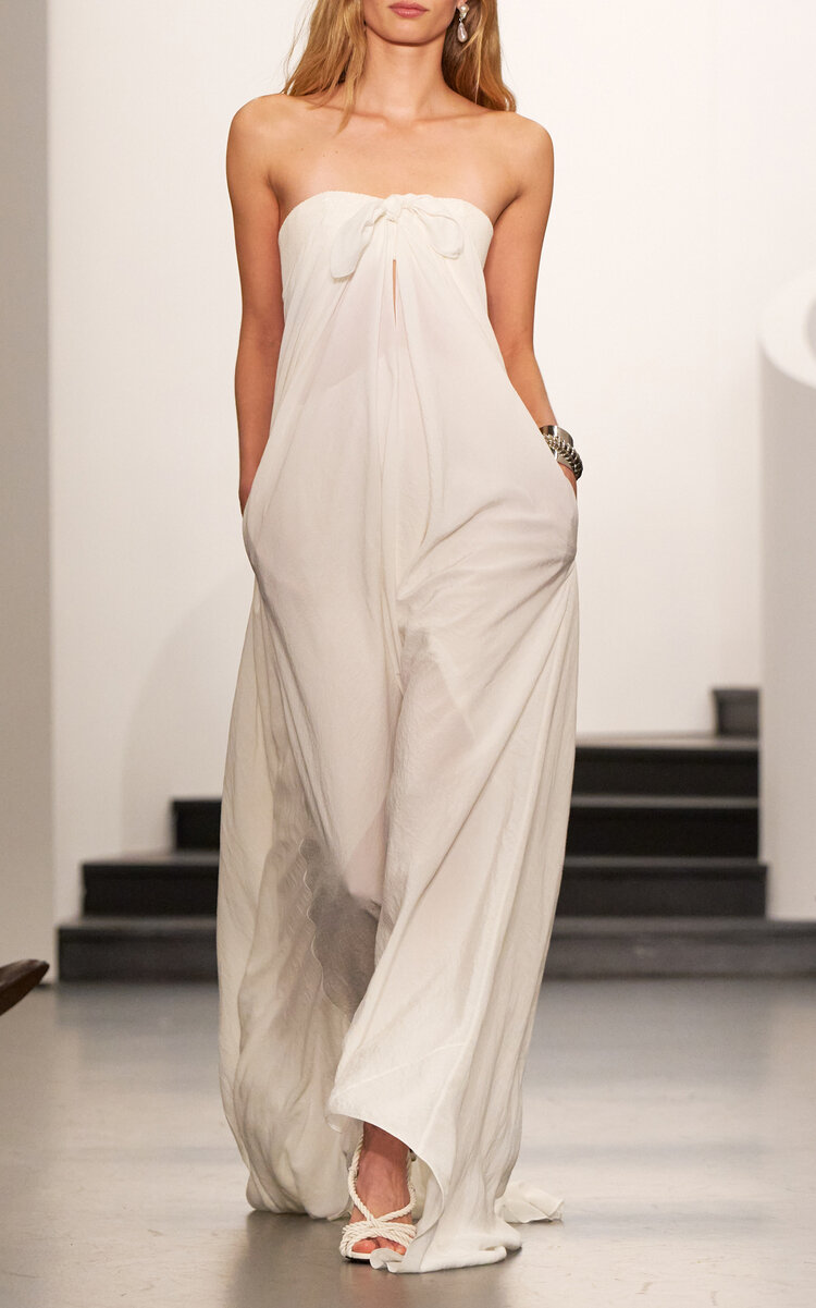 Ralph Lauren Simona Tie-detailed Silk-blend Maxi Dress In White