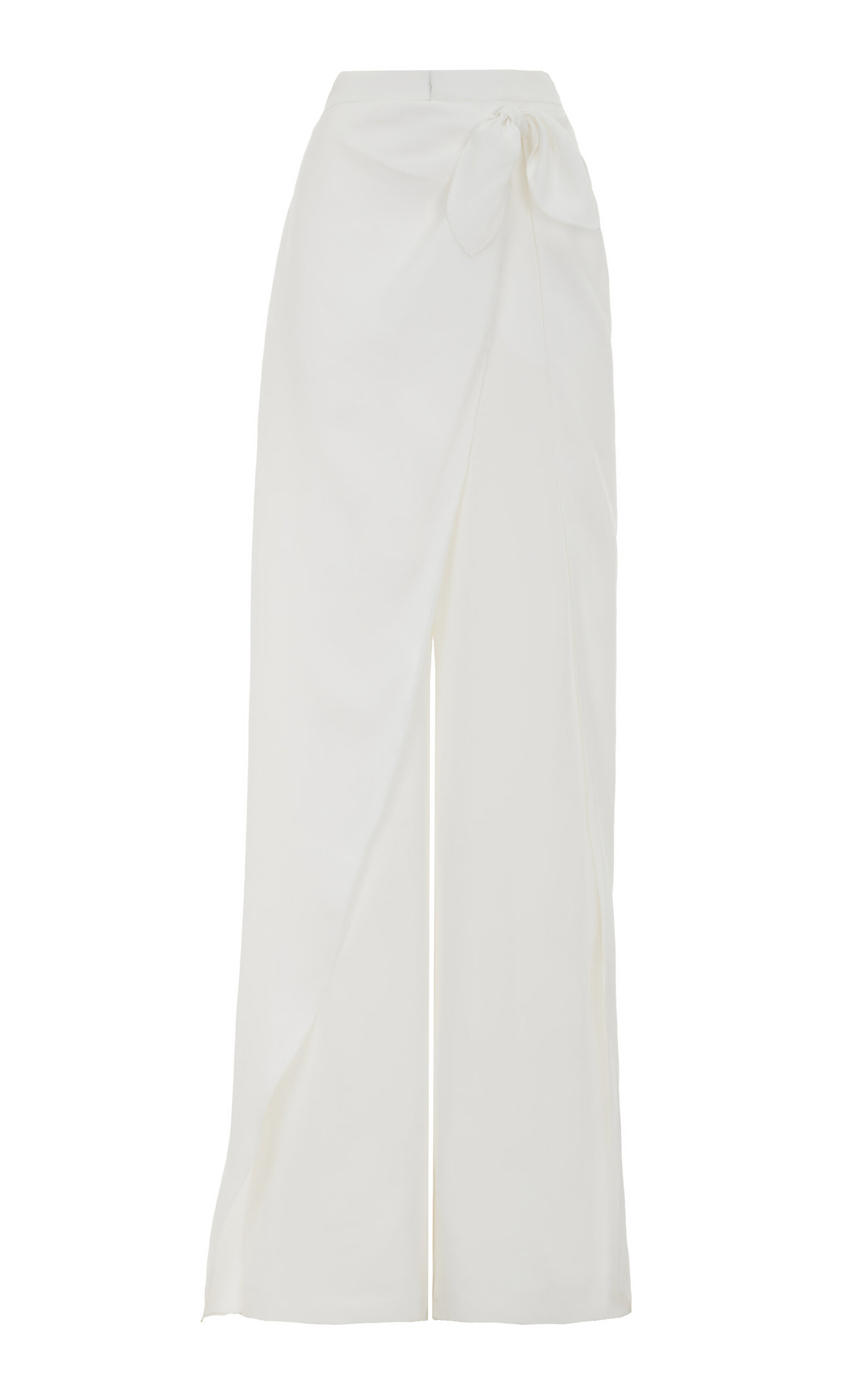 Ralph Lauren Rennie Wrap Overlay Ramie-Blend Wide-Leg Pants - White
