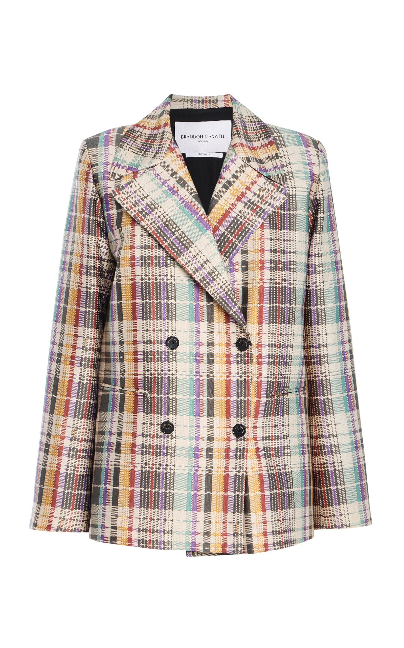 Brandon Maxwell The Delaney Plaid Wool-silk Mikado Tuxedo Jacket In Multi