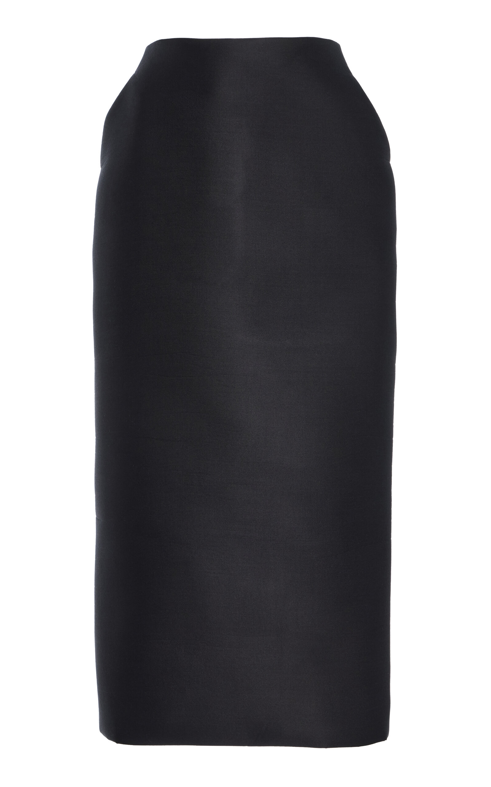 Brandon Maxwell The Mercer Bonded Wool-silk Mikado Pencil Midi Skirt In Black