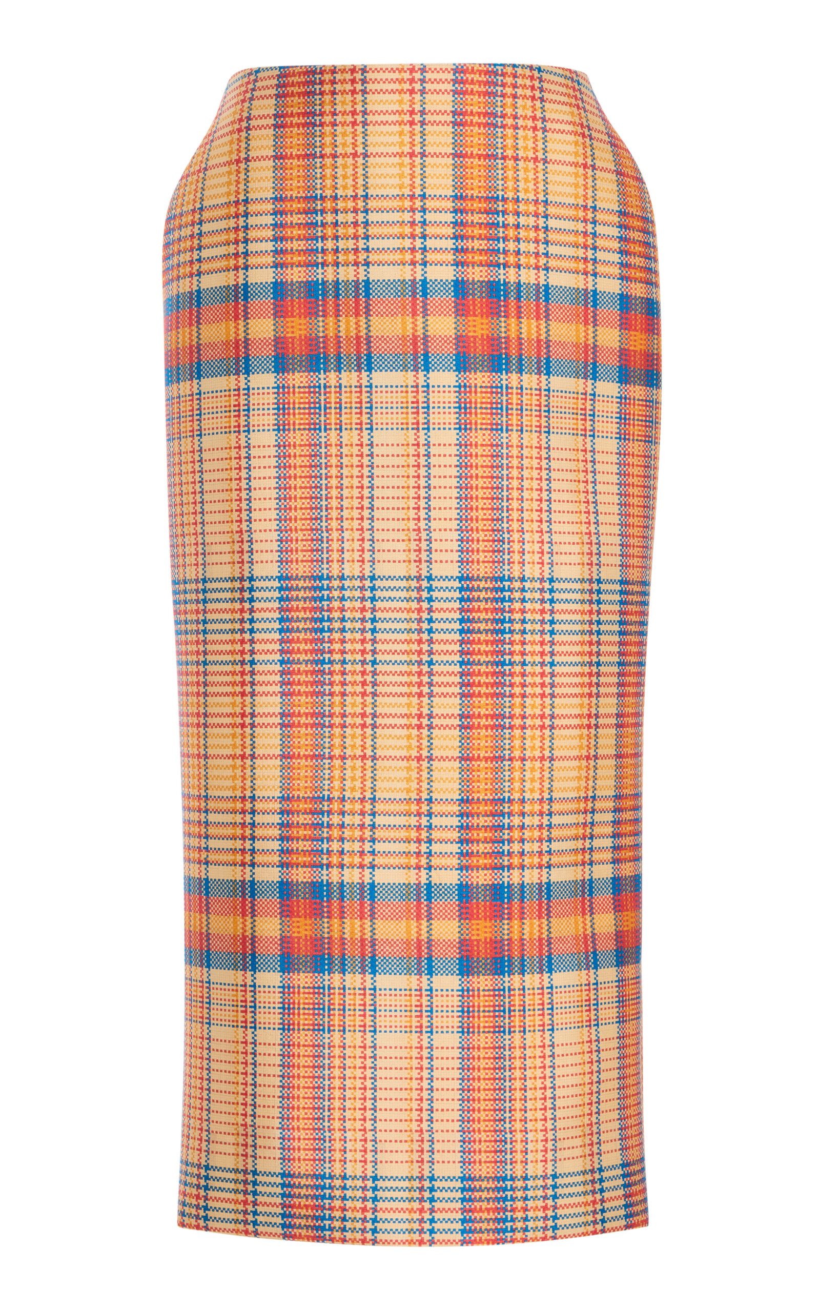 Brandon Maxwell The Mercer Bonded Wool-silk Mikado Pencil Midi Skirt In Orange