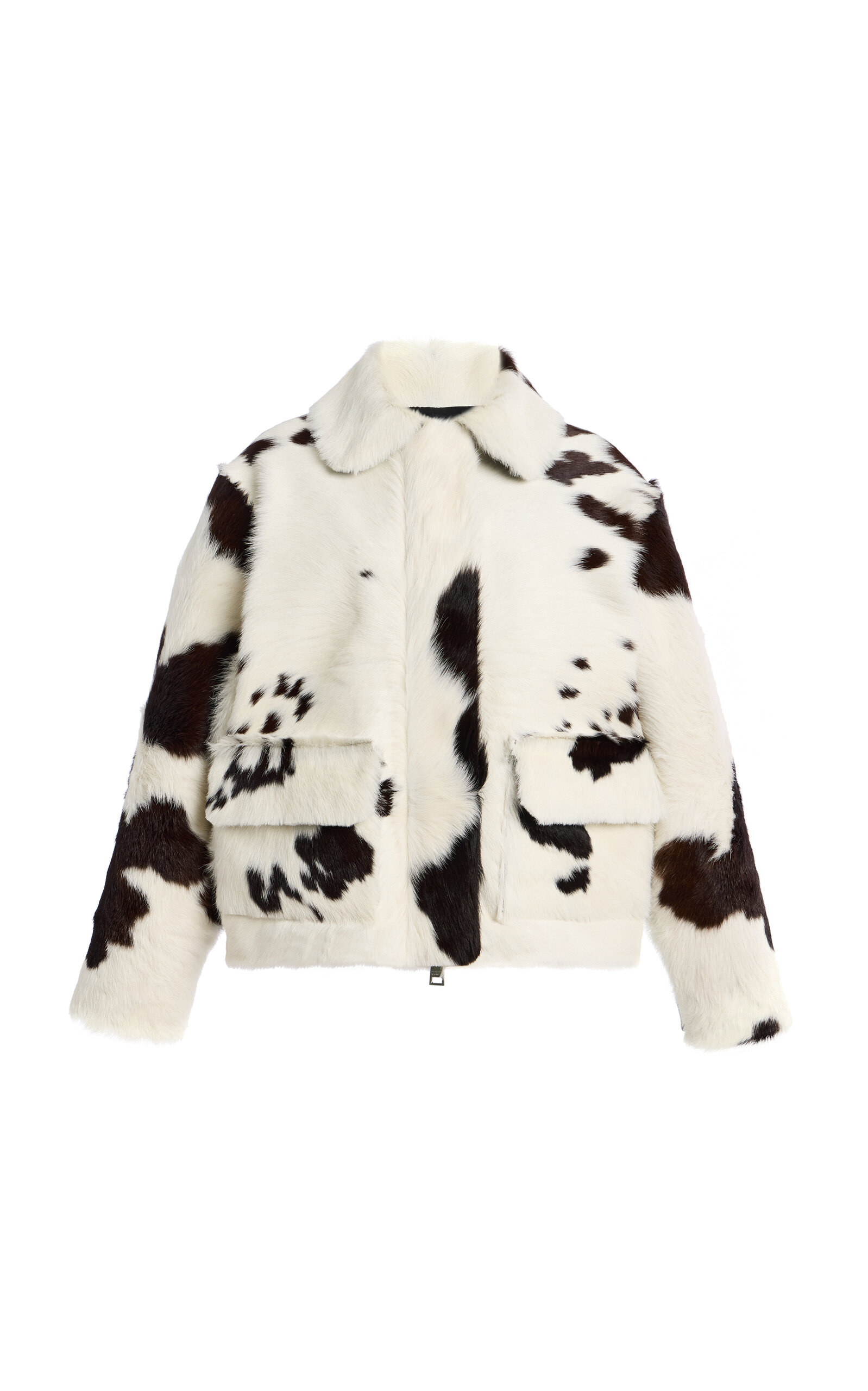 Brandon Maxwell The Thayer Cow Print Leather Jacket In Neutral