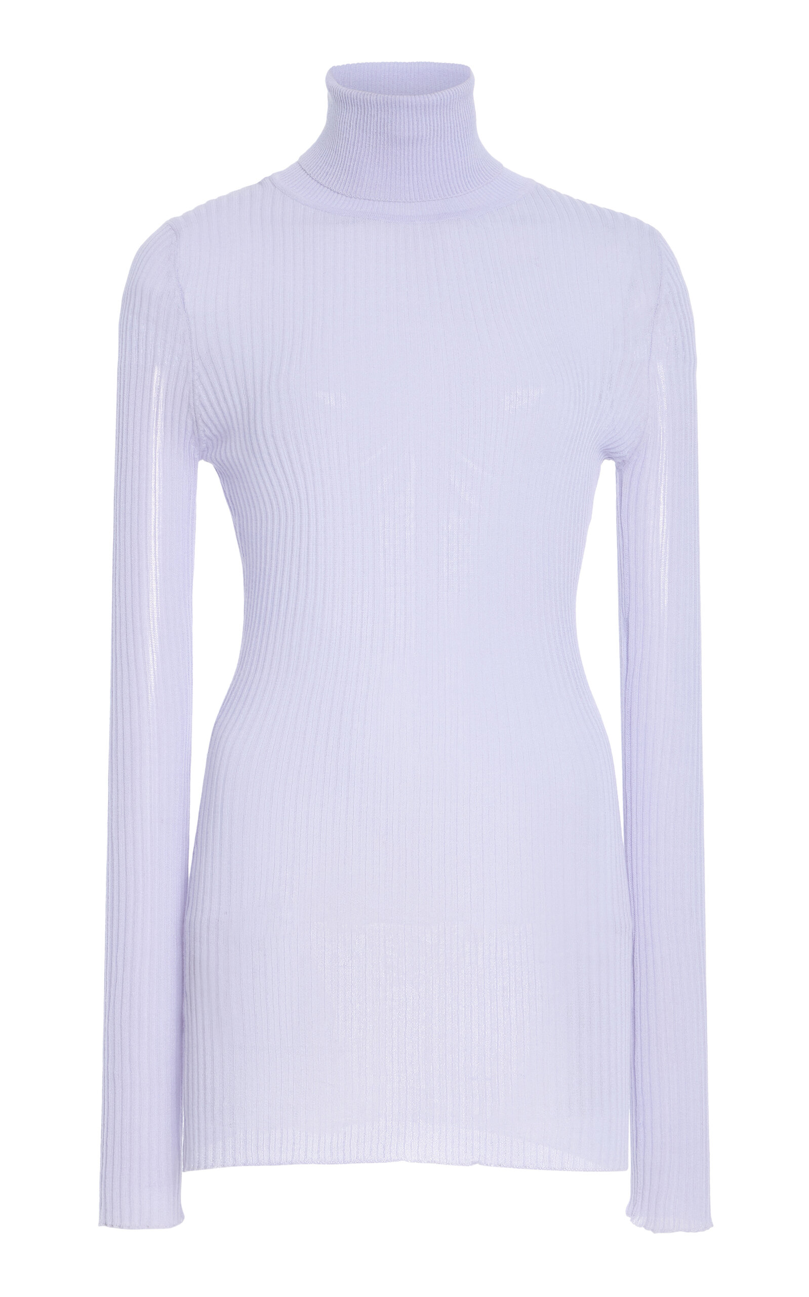 Brandon Maxwell The Bobbi Sheer Knit Cotton-blend Turtleneck In Blue