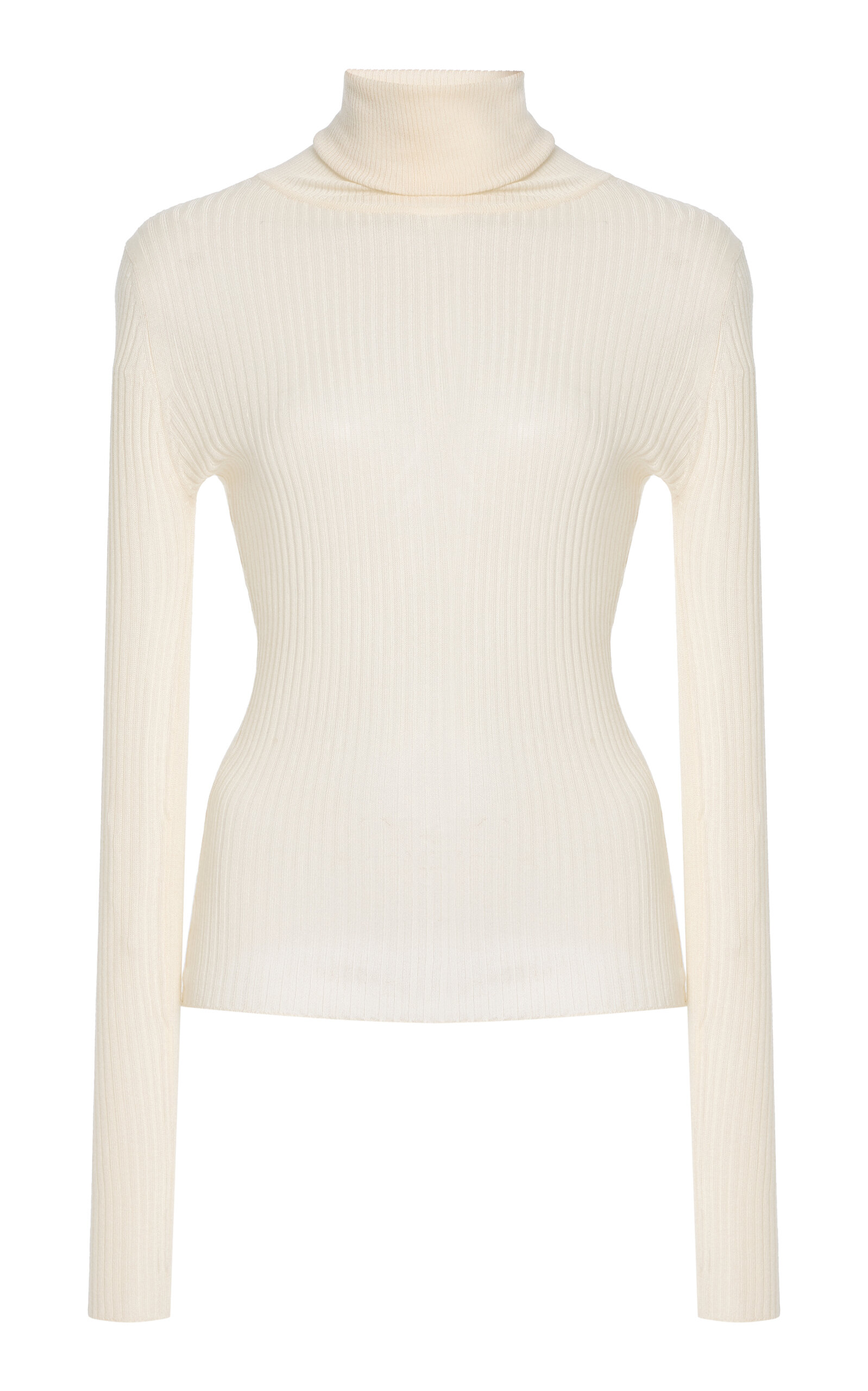 Brandon Maxwell The Bobbi Sheer Knit Cotton-blend Turtleneck In White