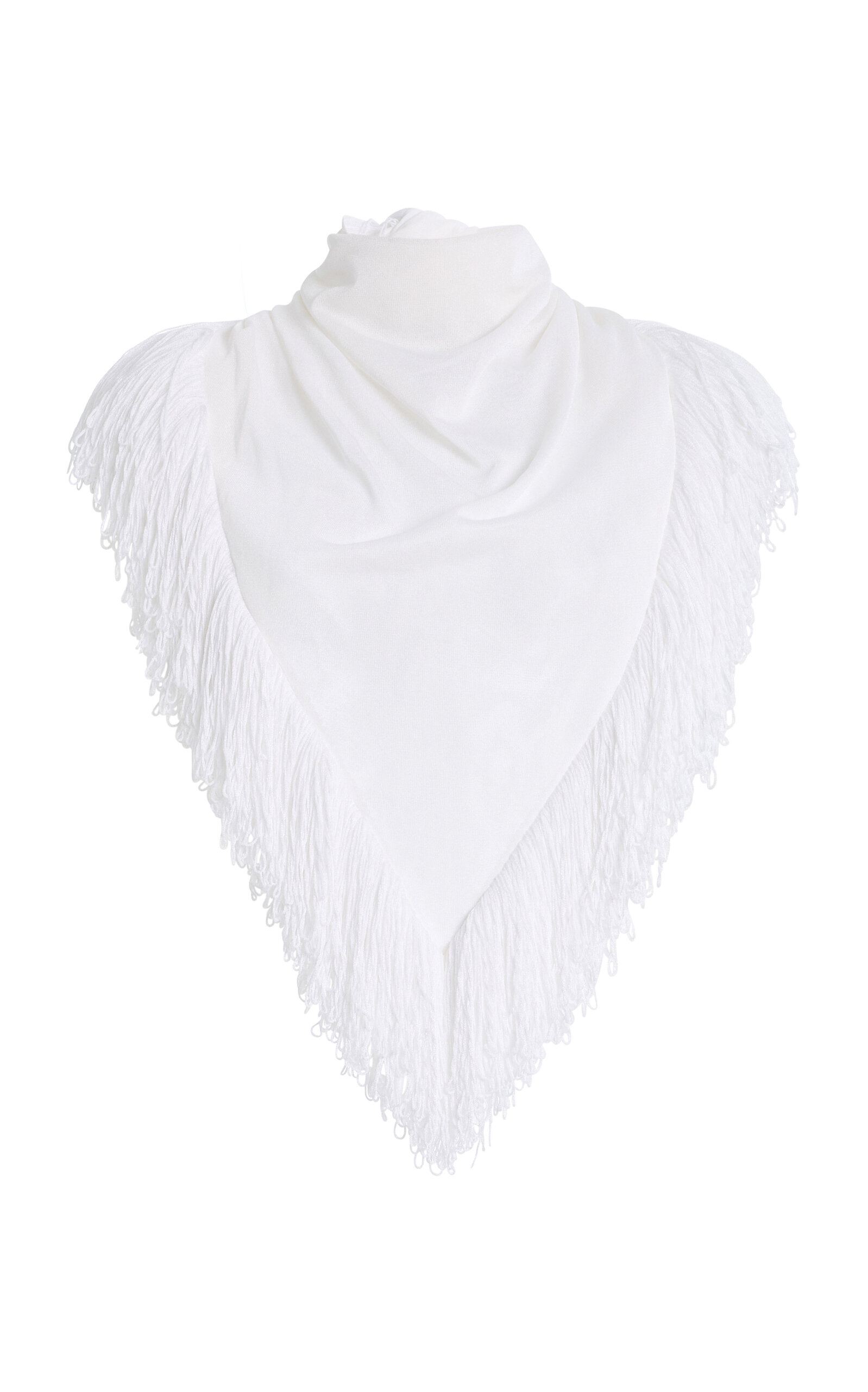 Brandon Maxwell The Rhea Fringed Knit Scarf In White