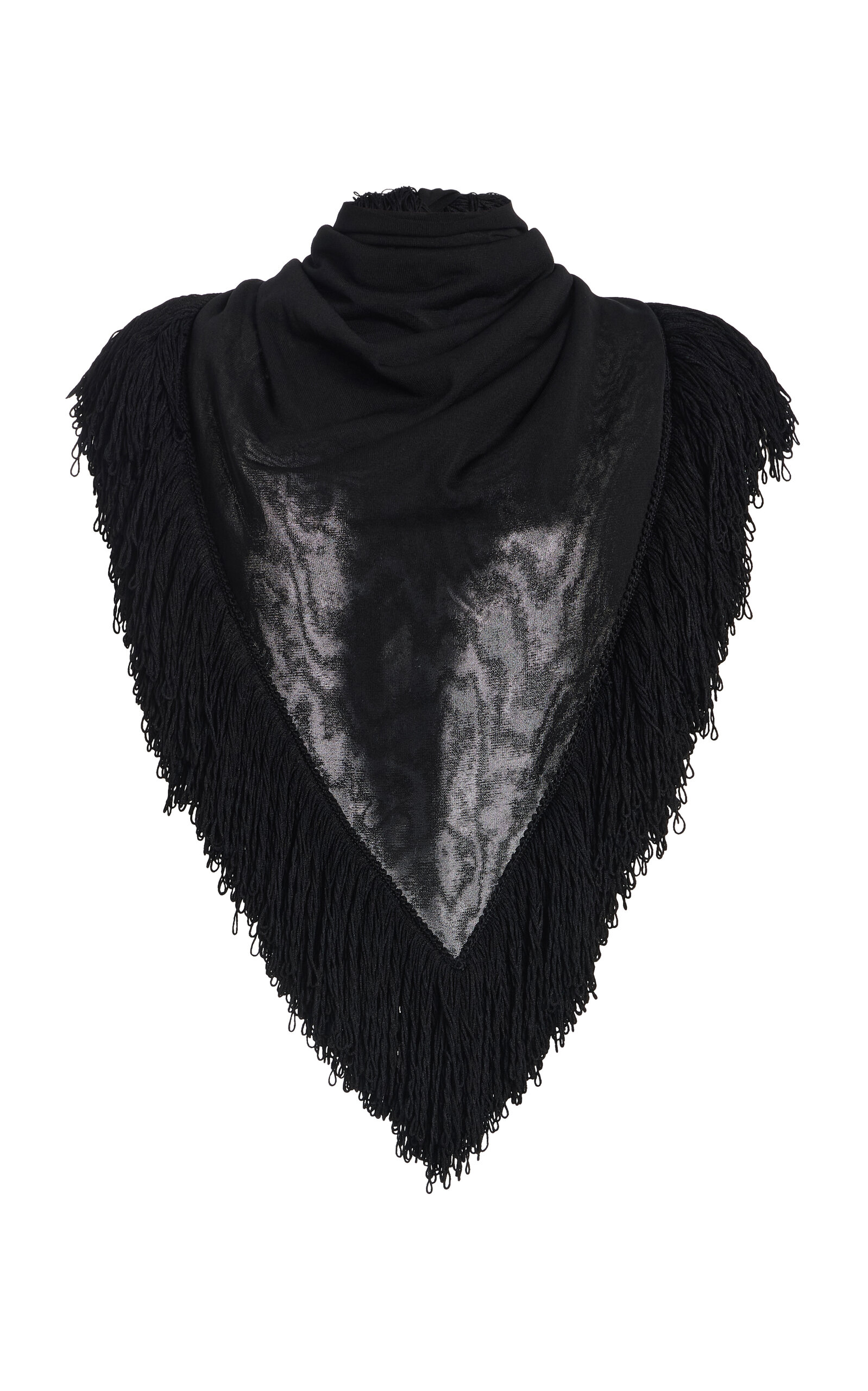 Brandon Maxwell The Rhea  Fringed Knit Scarf In Black