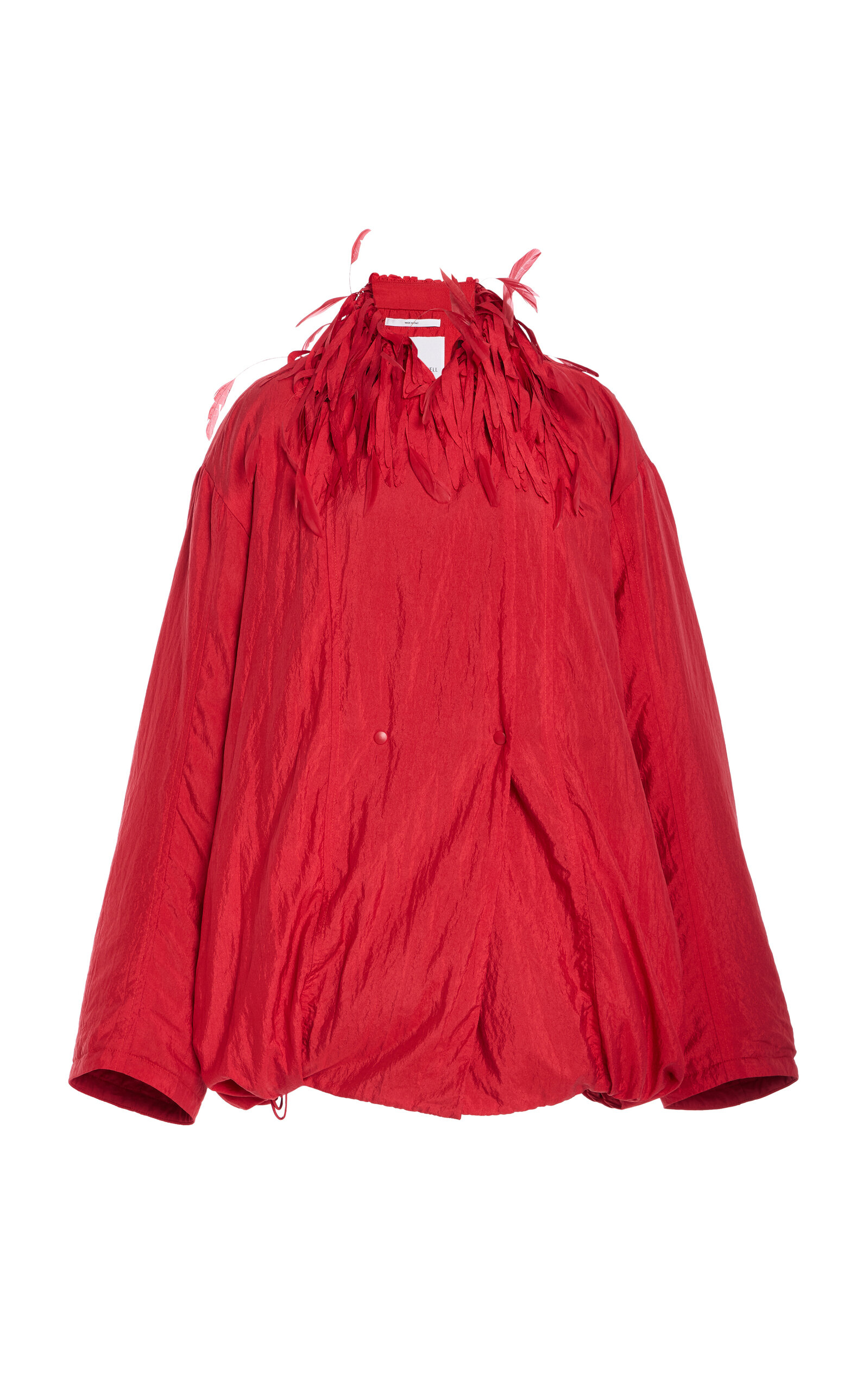 Brandon Maxwell The Larkin Feather-trimmed Silk-blend Jacket In Red