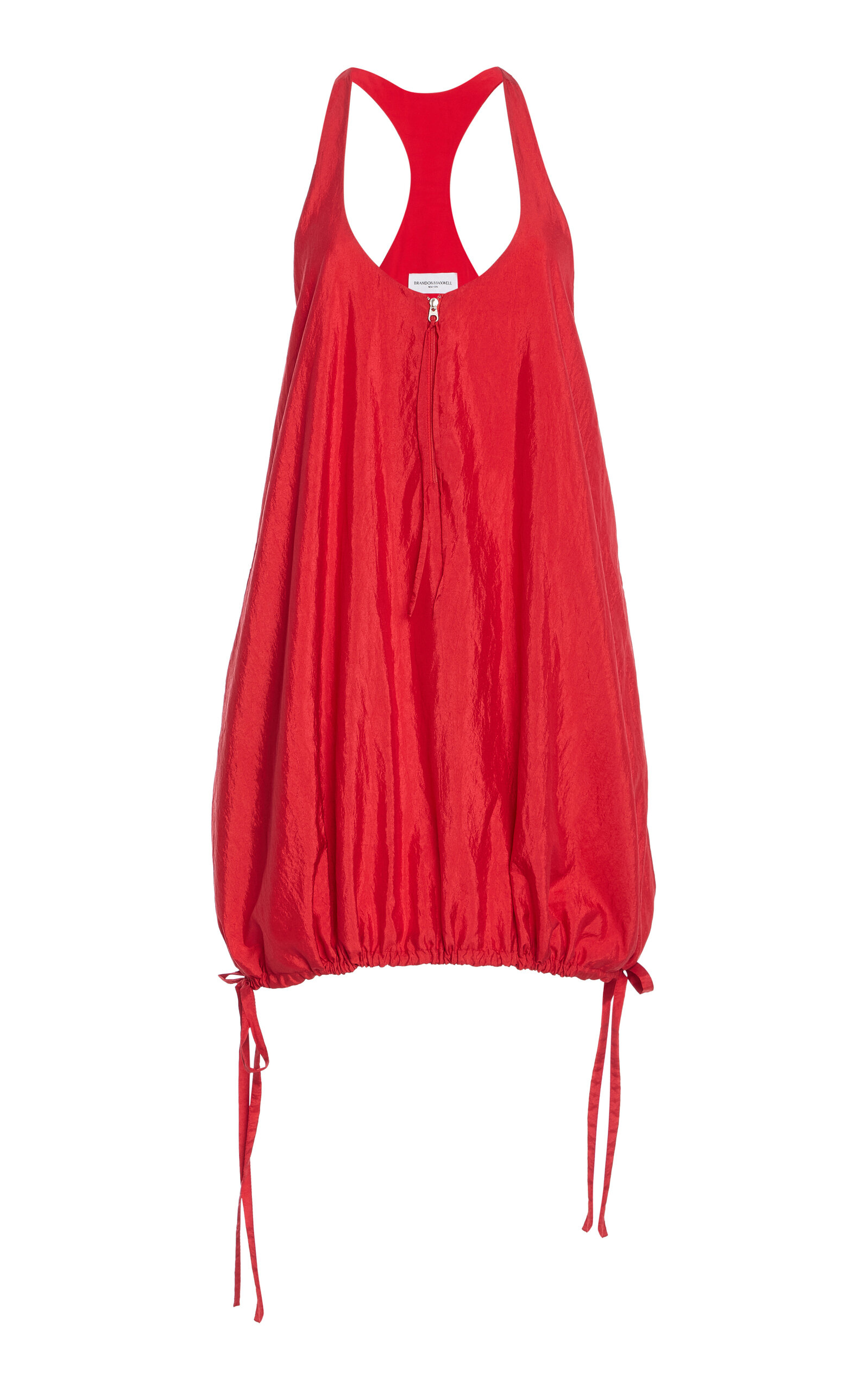 Brandon Maxwell The Quinnley Scoop Neck Silk-blend Mini Dress In Red
