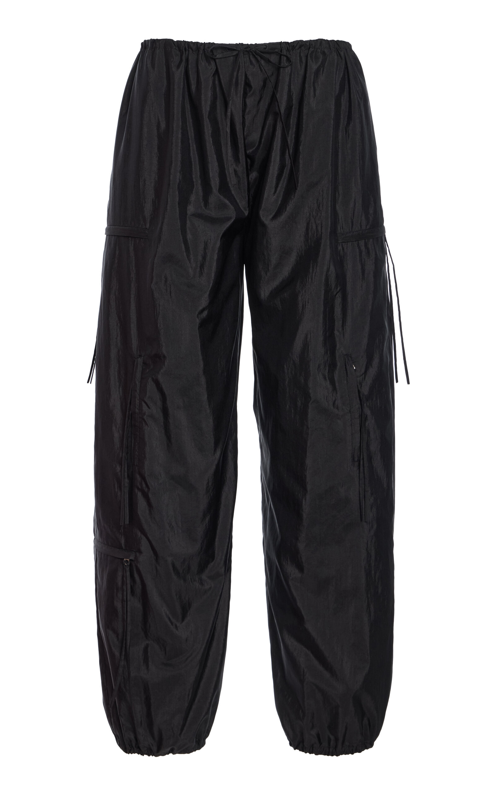 Brandon Maxwell The Scout Relaxed Technical Silk Straight-leg Cargo Pants In Black