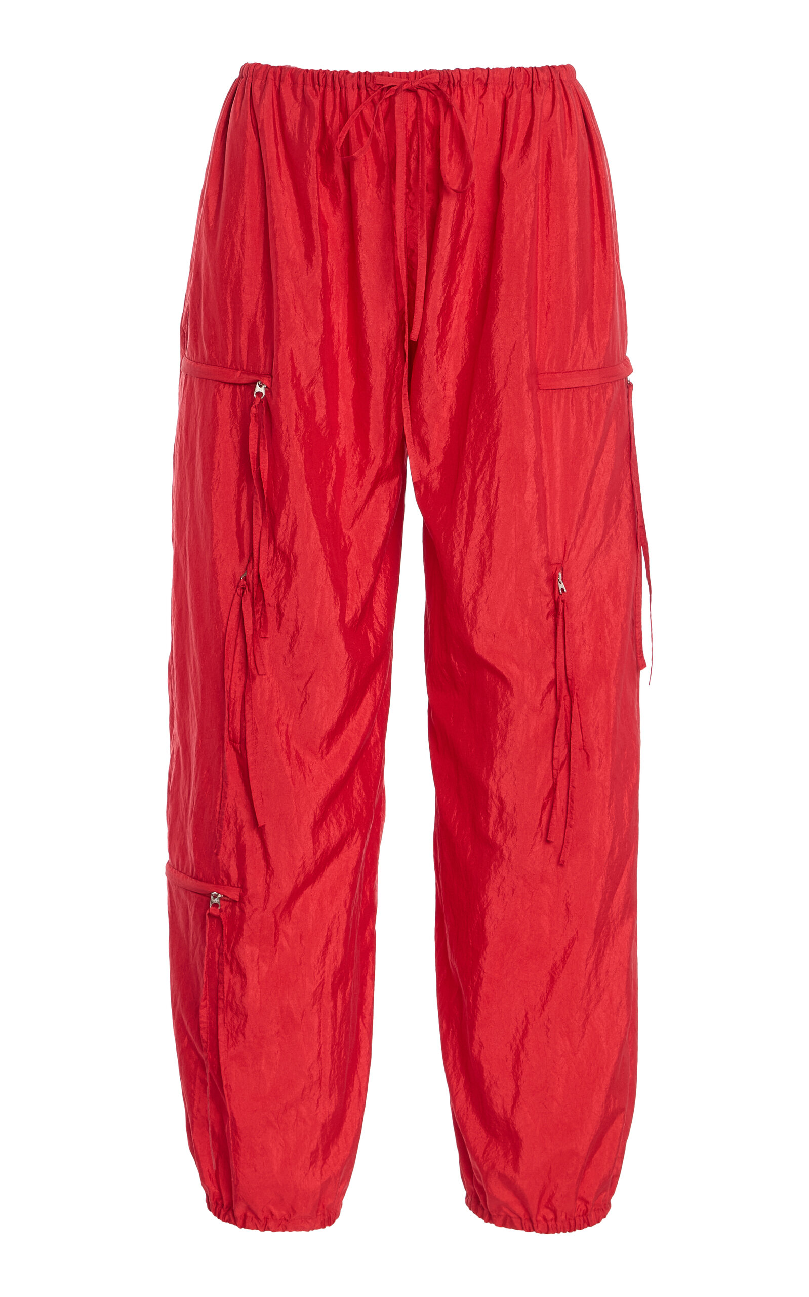 Brandon Maxwell The Scout  Relaxed Technical Silk Straight-leg Cargo Pants In Red