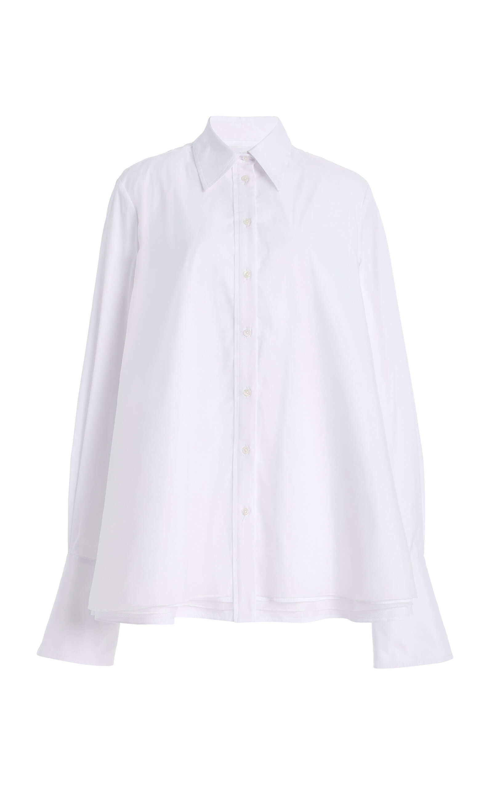 Brandon Maxwell The Vaughn  Layered Cotton-blend Shirt In White
