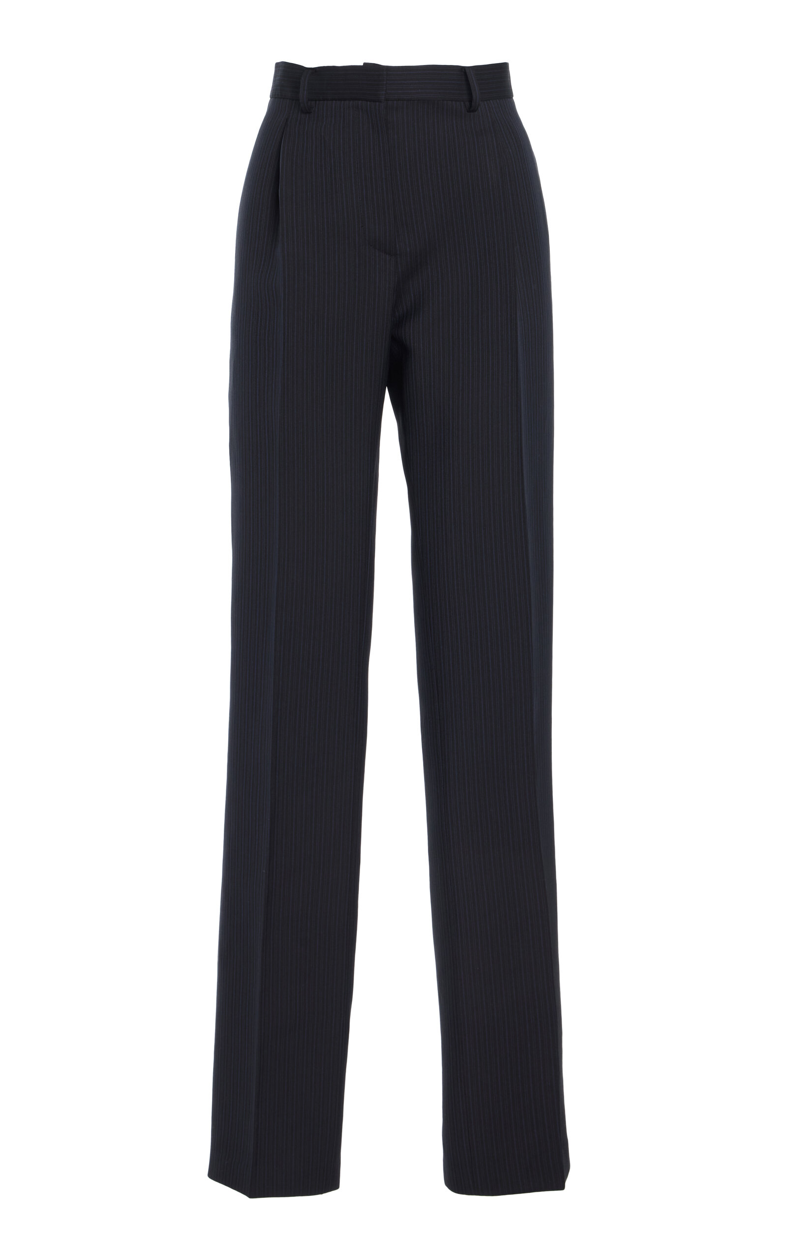 Brandon Maxwell The Anja Pinstripe Wool-blend Straight-leg Pants In Black