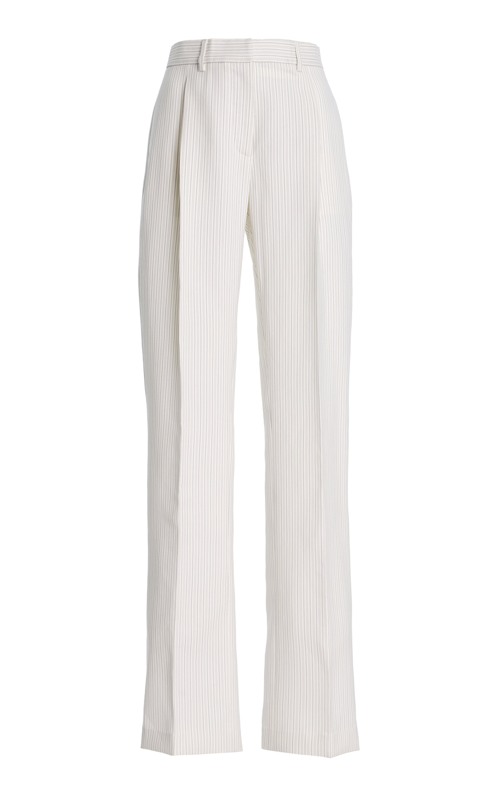 Brandon Maxwell The Anja  Pinstripe Wool-blend Straight-leg Pants In White