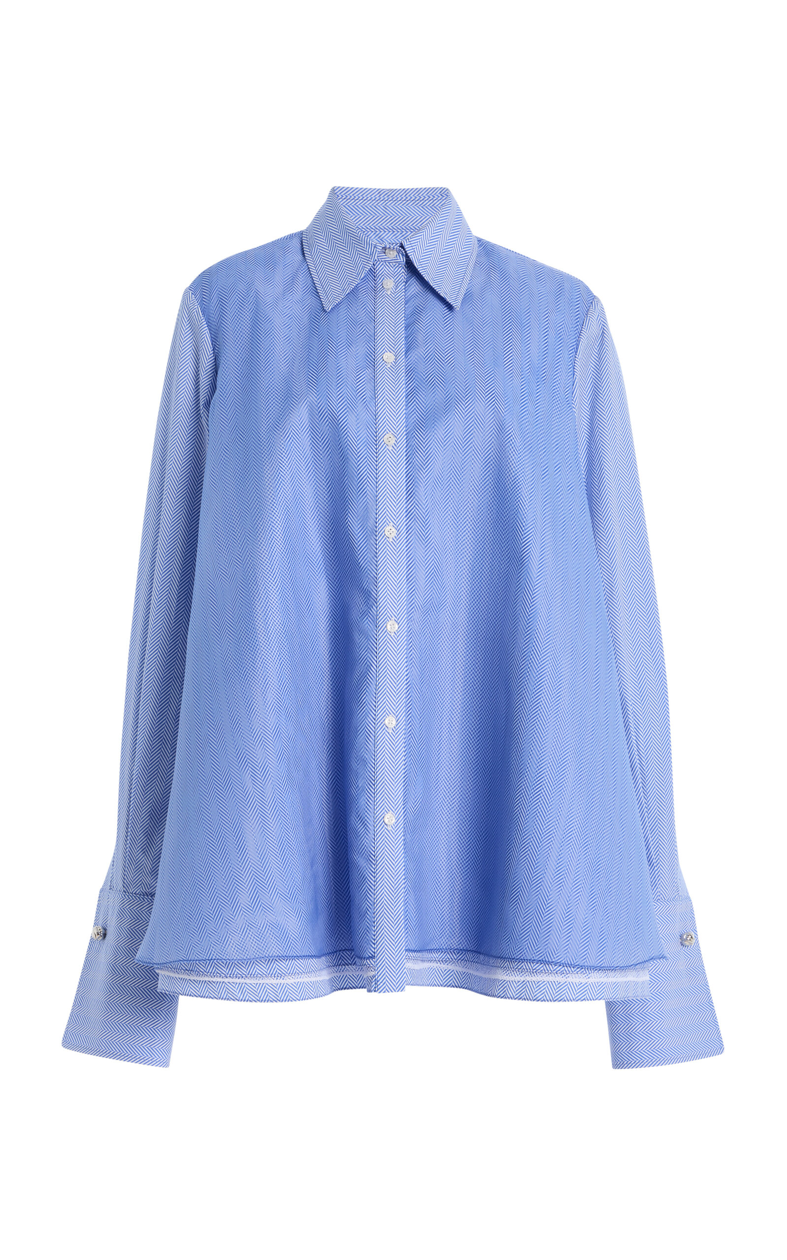 Brandon Maxwell The Vaughn Layered Cotton Shirt In Blue