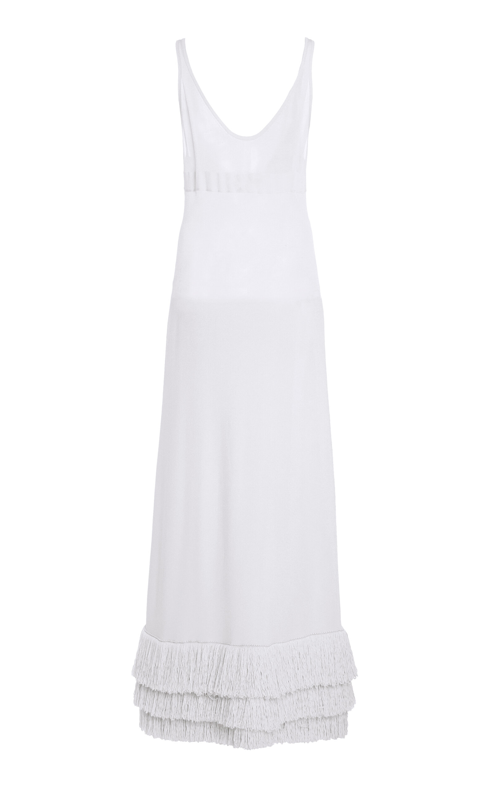 Brandon Maxwell The Alea Fringed Knit Maxi Dress In White