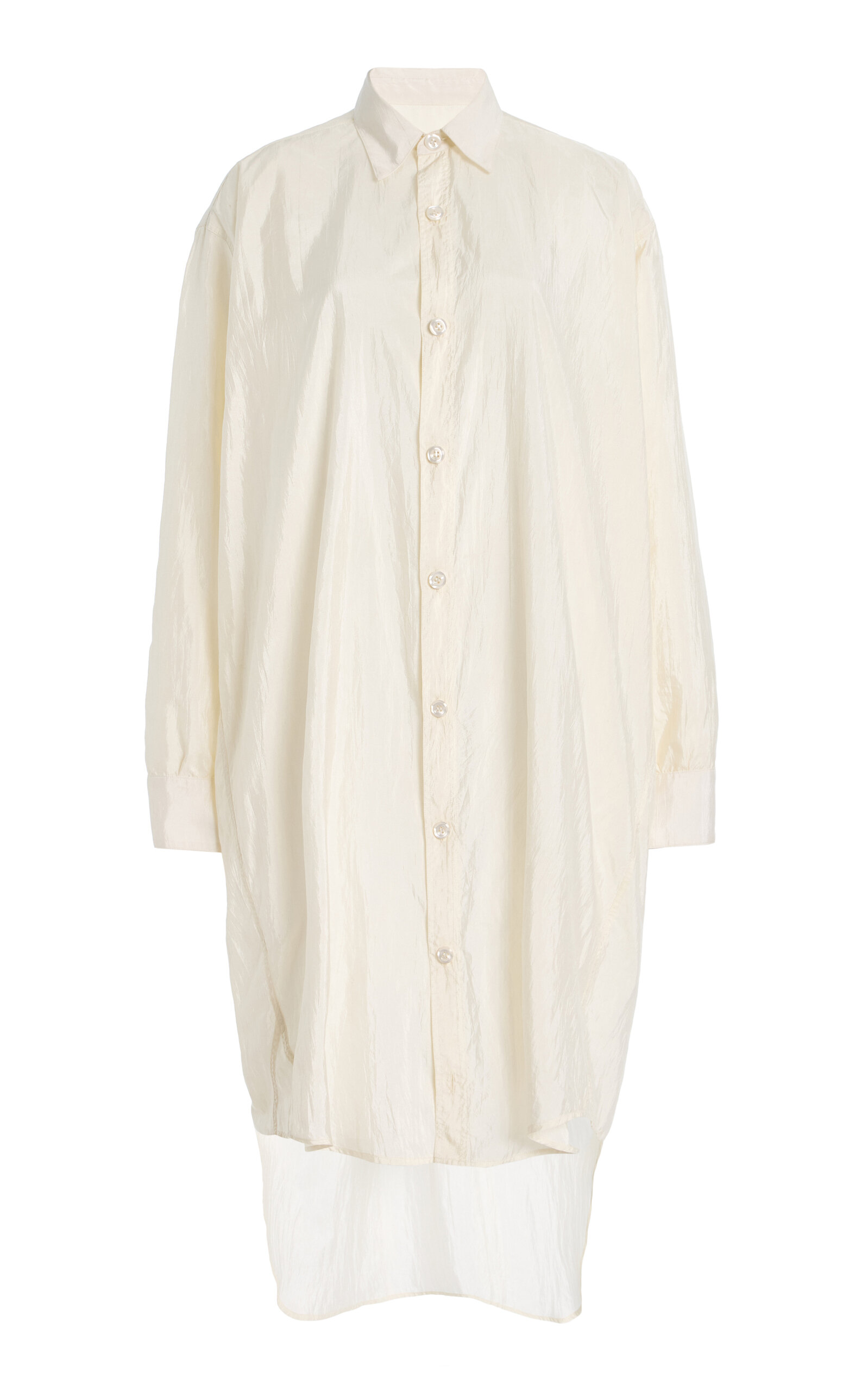 Brandon Maxwell The Hudson Relaxed Button-Up Mini Shirt Dress - Off-White