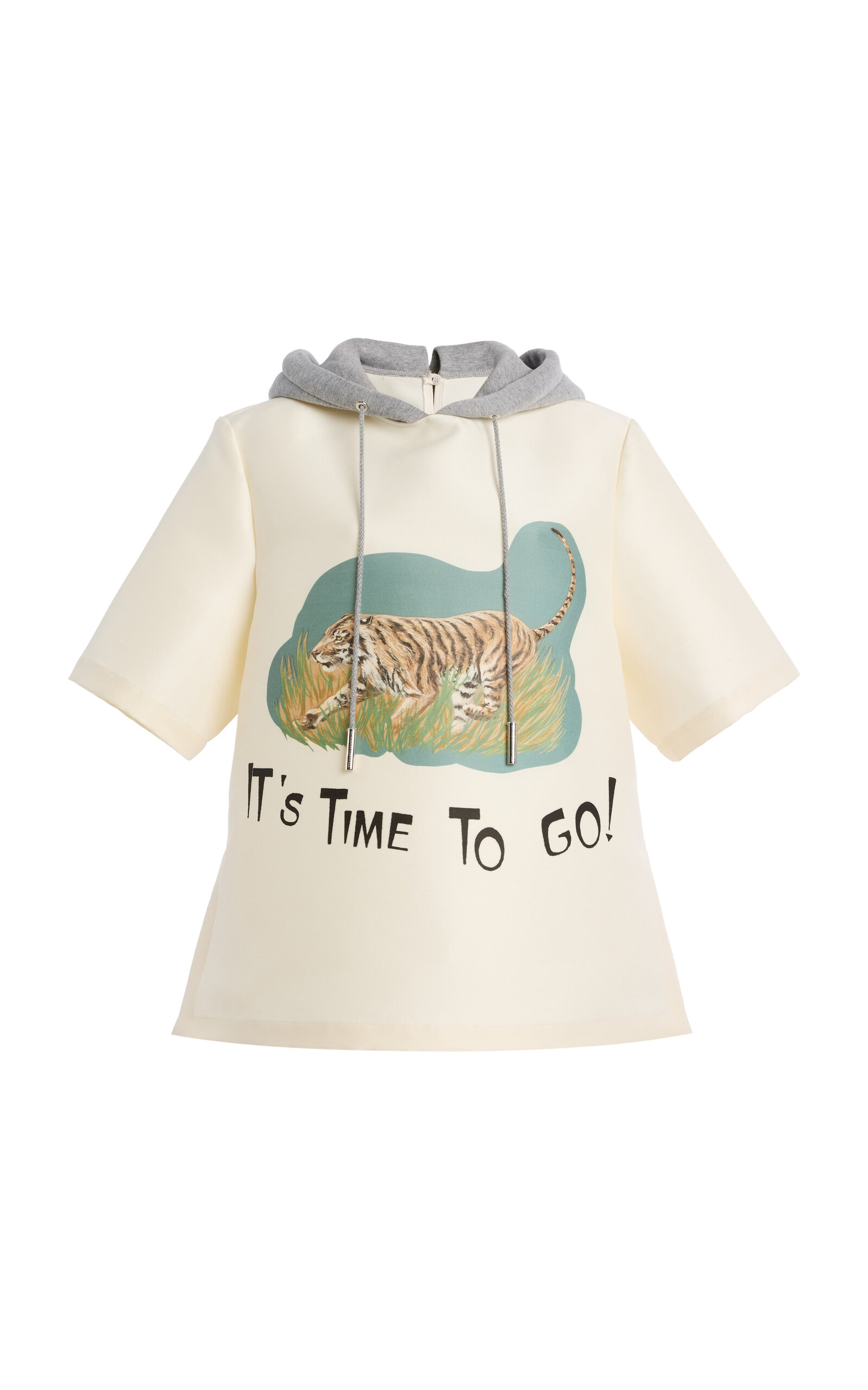 Brandon Maxwell The Aine  Hooded Wool-silk Top In White