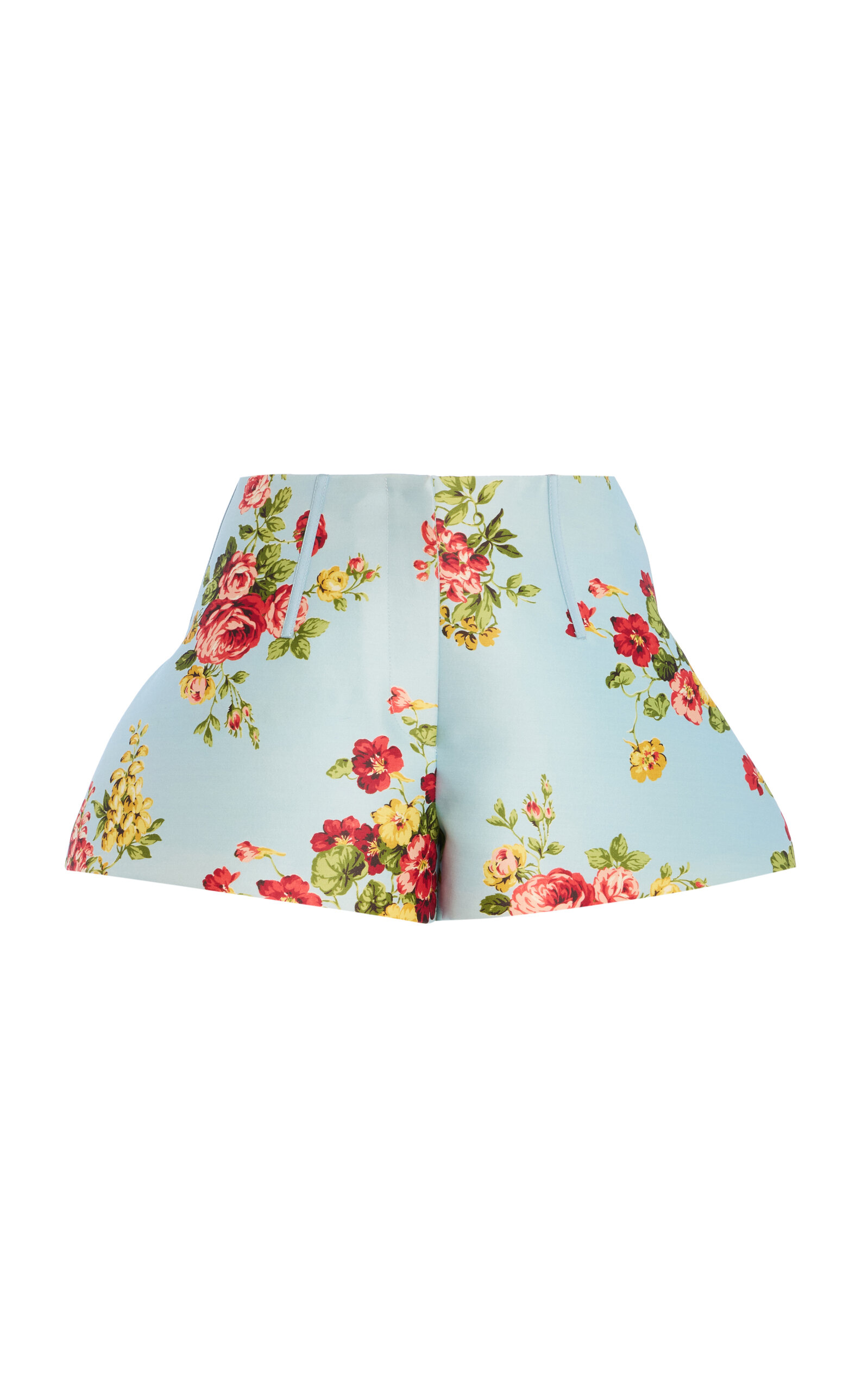 Brandon Maxwell The Cricket  Floral Wool-silk Mini Shorts In Multi