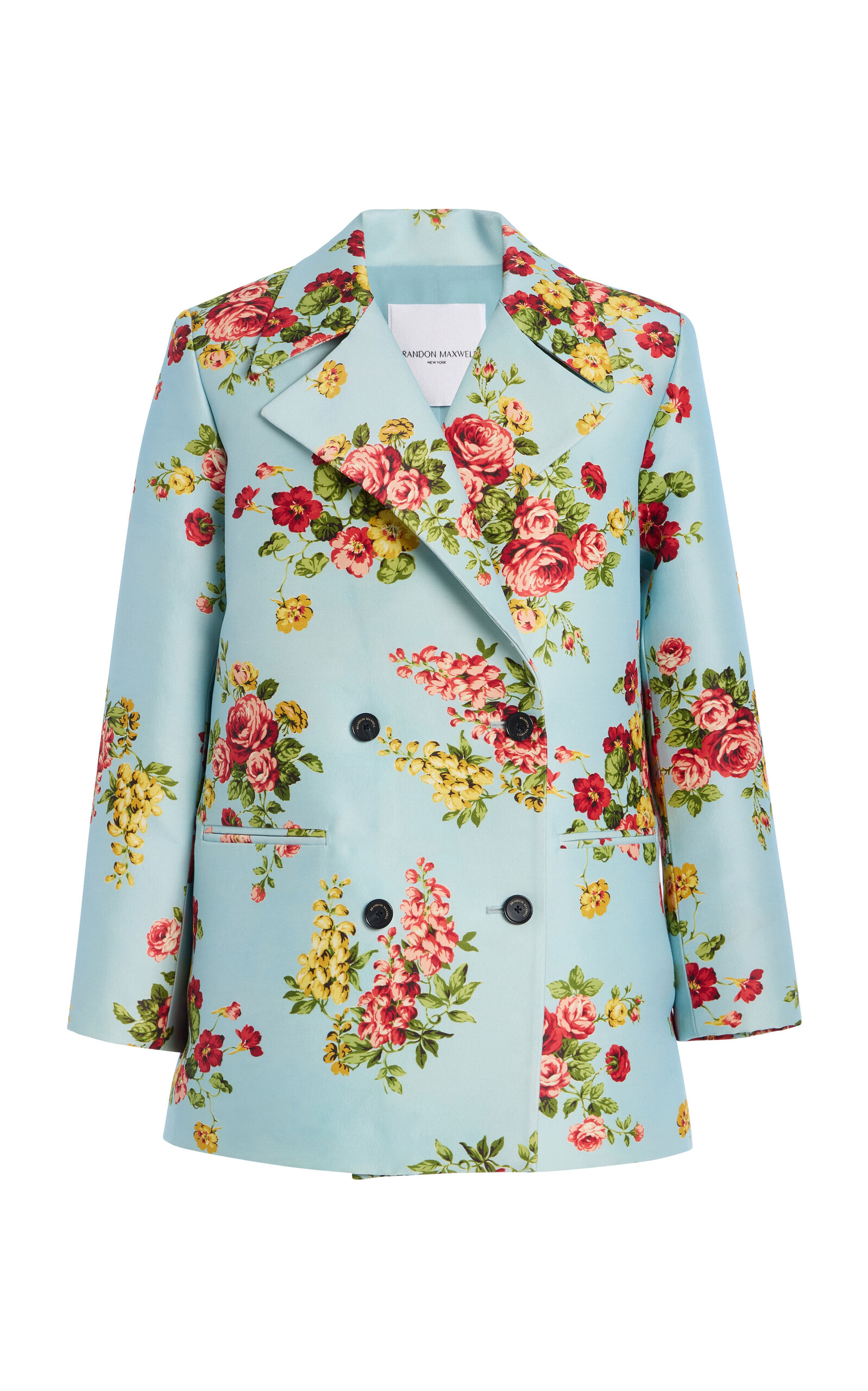 Brandon Maxwell The Delaney  Floral Wool-silk Tuxedo Jacket In Multi