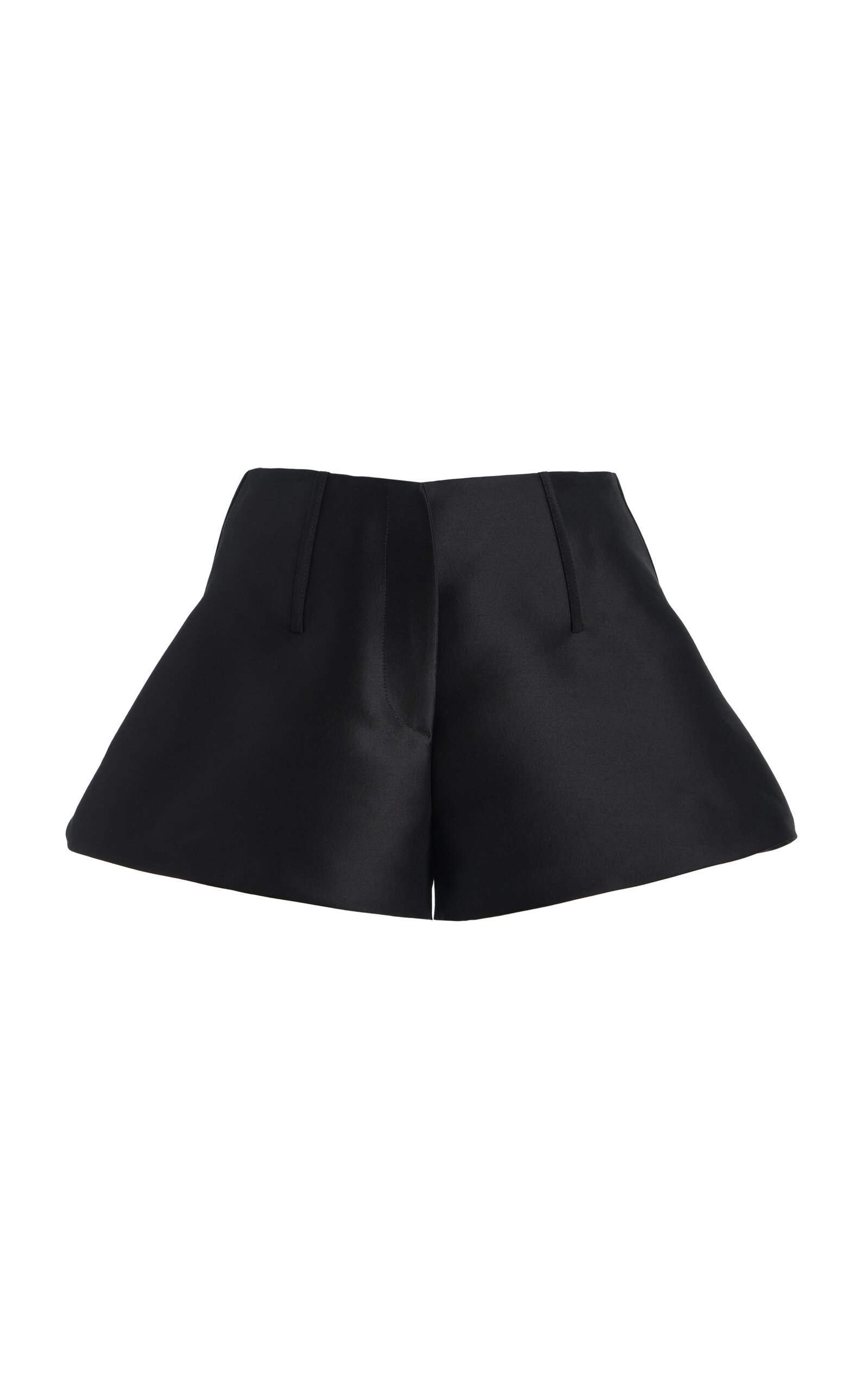 Brandon Maxwell The Cricket Bell-Shaped Wool-Silk Mini Shorts - Black