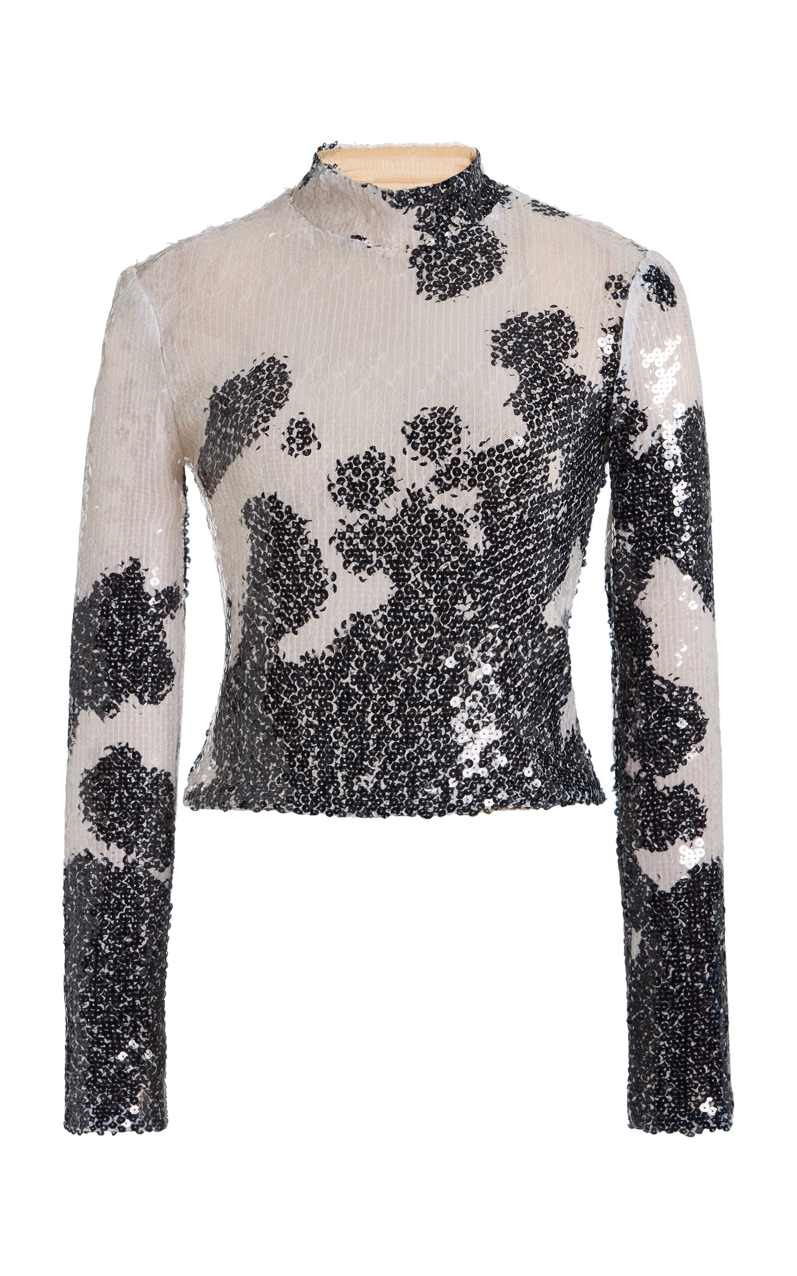 Brandon Maxwell The Maven Paillette Mock Neck Top In Multi