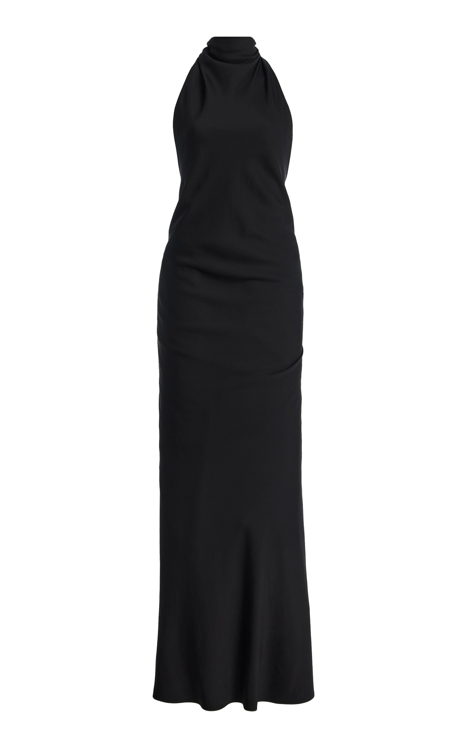 Brandon Maxwell The Ophelia  High Neck Bi-strech Crepe Gown In Black