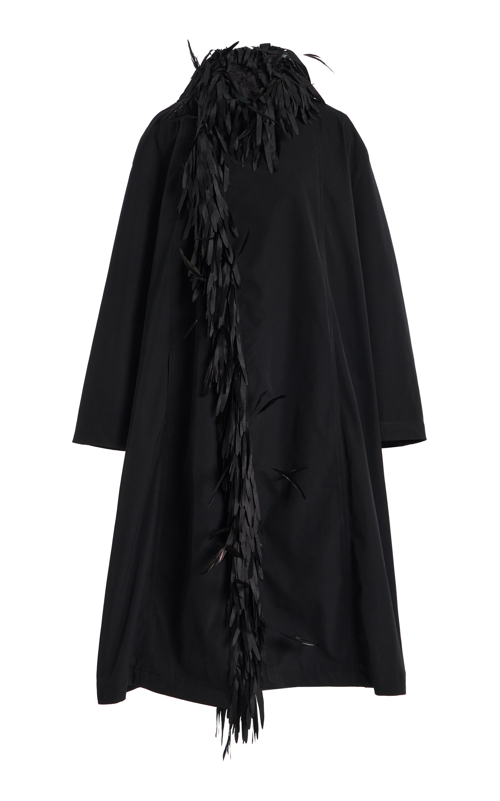 Brandon Maxwell The Yura  Fringe-trimmed Trench Coat In Black