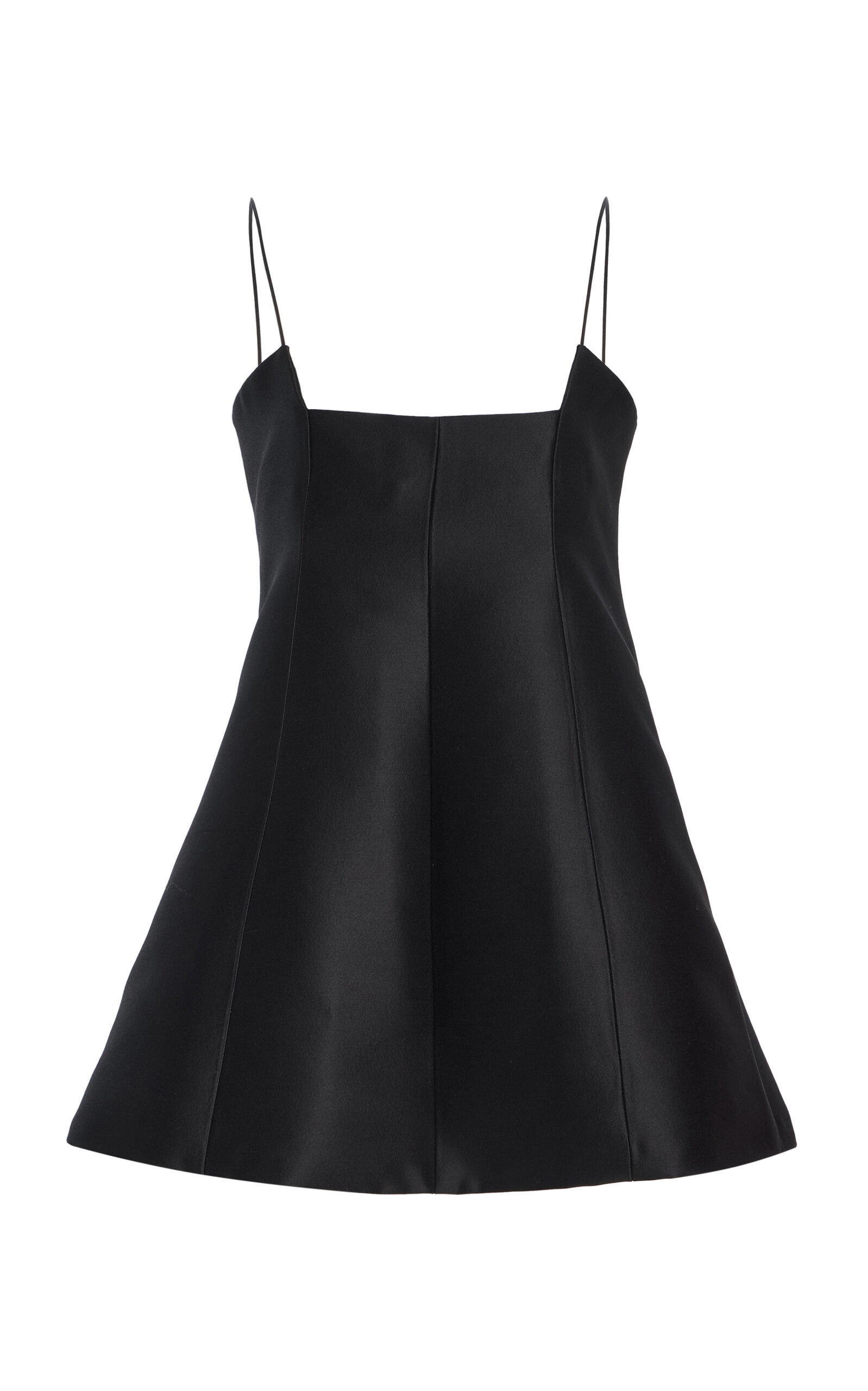 Brandon Maxwell The Zinnia Trapeze Wool-silk Mini Dress In Black