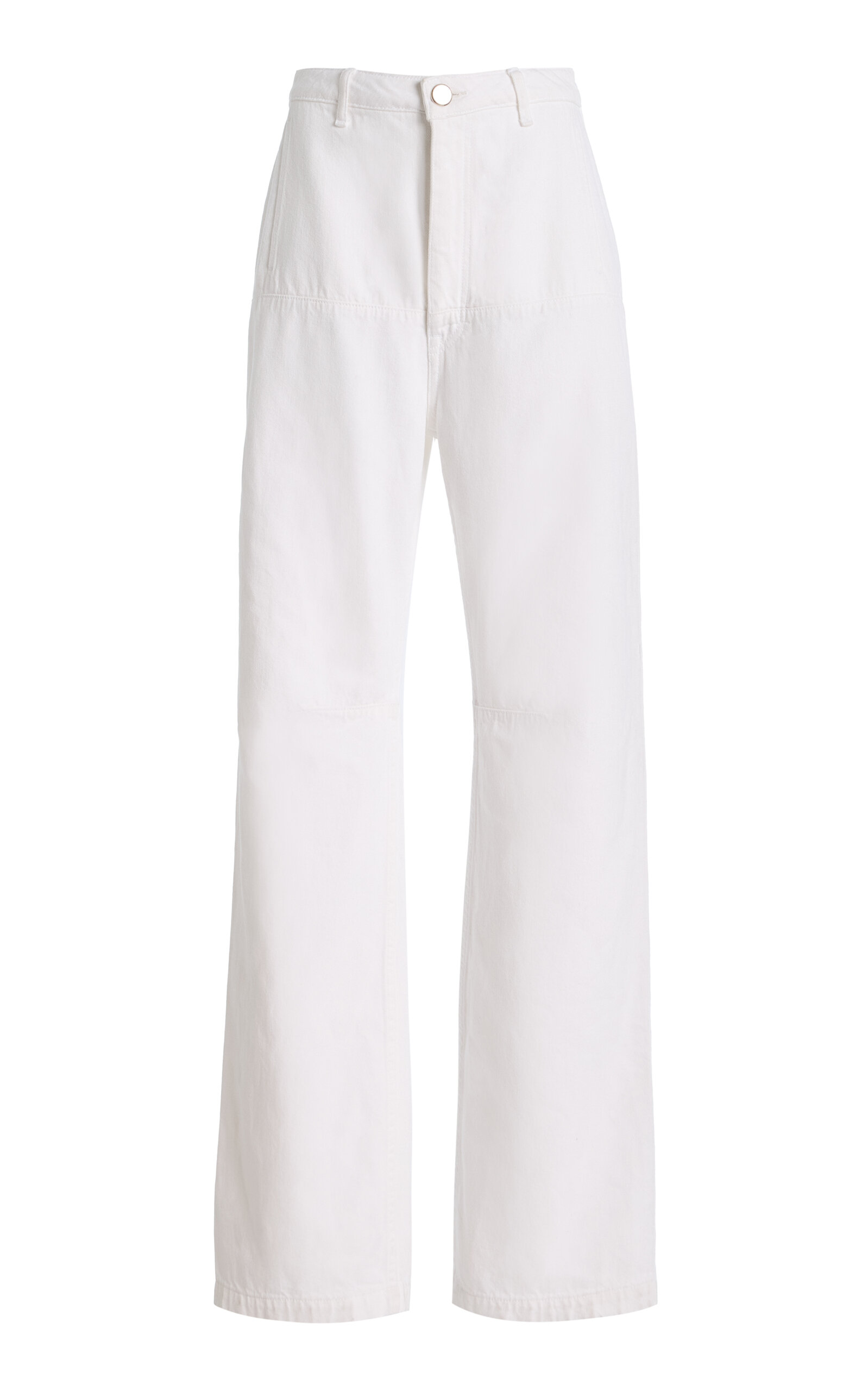 Brandon Maxwell The Stevie Cargo-detailed Denim Wide-leg Jeans In White