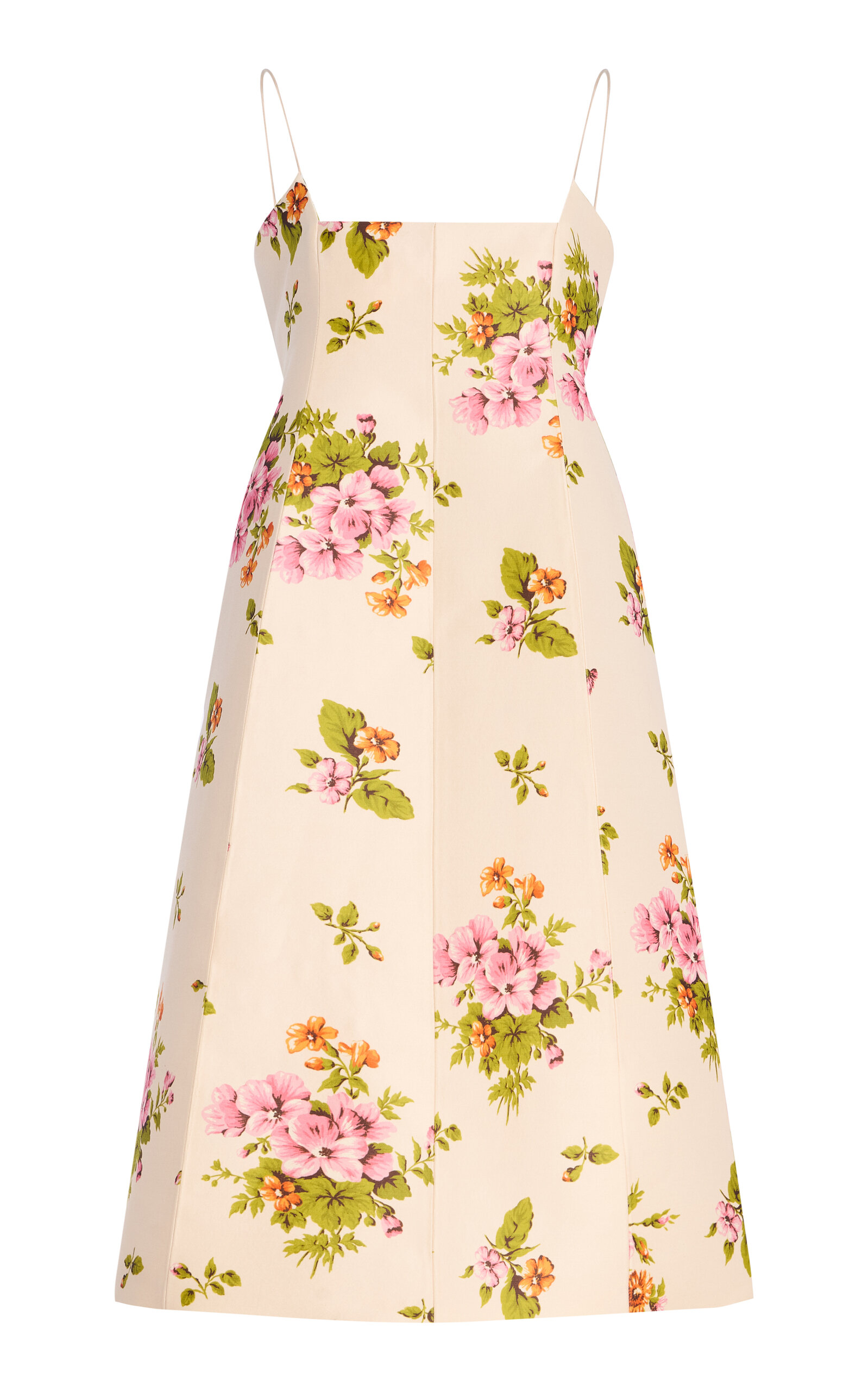 Brandon Maxwell The Morena Floral Wool-Silk Tea-Length Dress - Floral